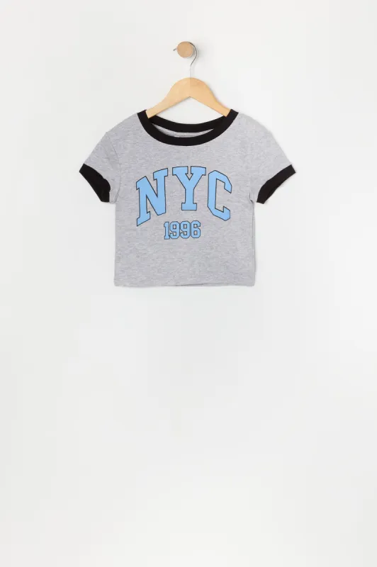 T-shirt à liséré contrastant avec imprimé City pour fille sold by Urban Planet