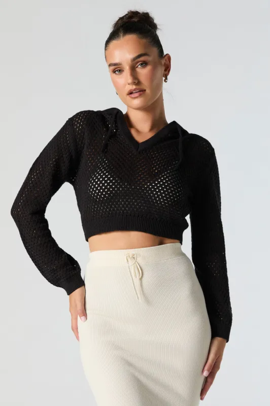 Fishnet Cropped Hoodie sold by Urban Planet