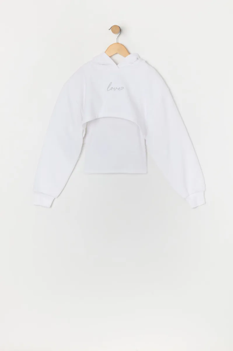 Ensemble avec haut court à capuchon et débardeur avec motif brodé Love pour fille sold by Urban Planet