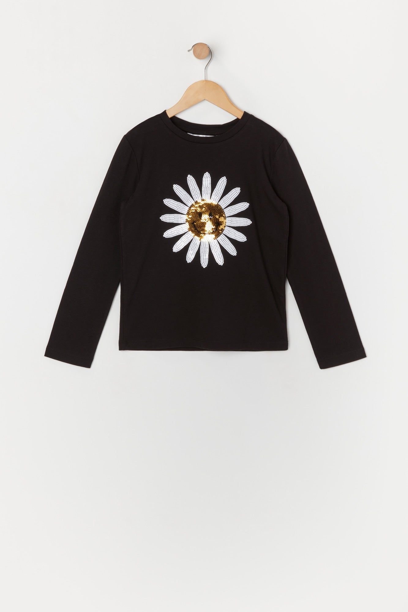 Girls Sequin Flower Long Sleeve Top sold by Urban Planet