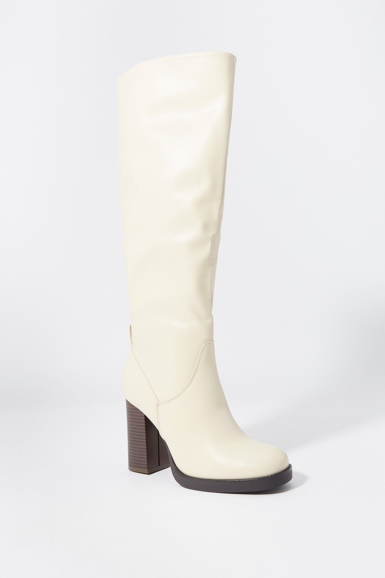 Faux Leather Knee High Heeled Boot sold by Urban Planet product image thumbnail 3