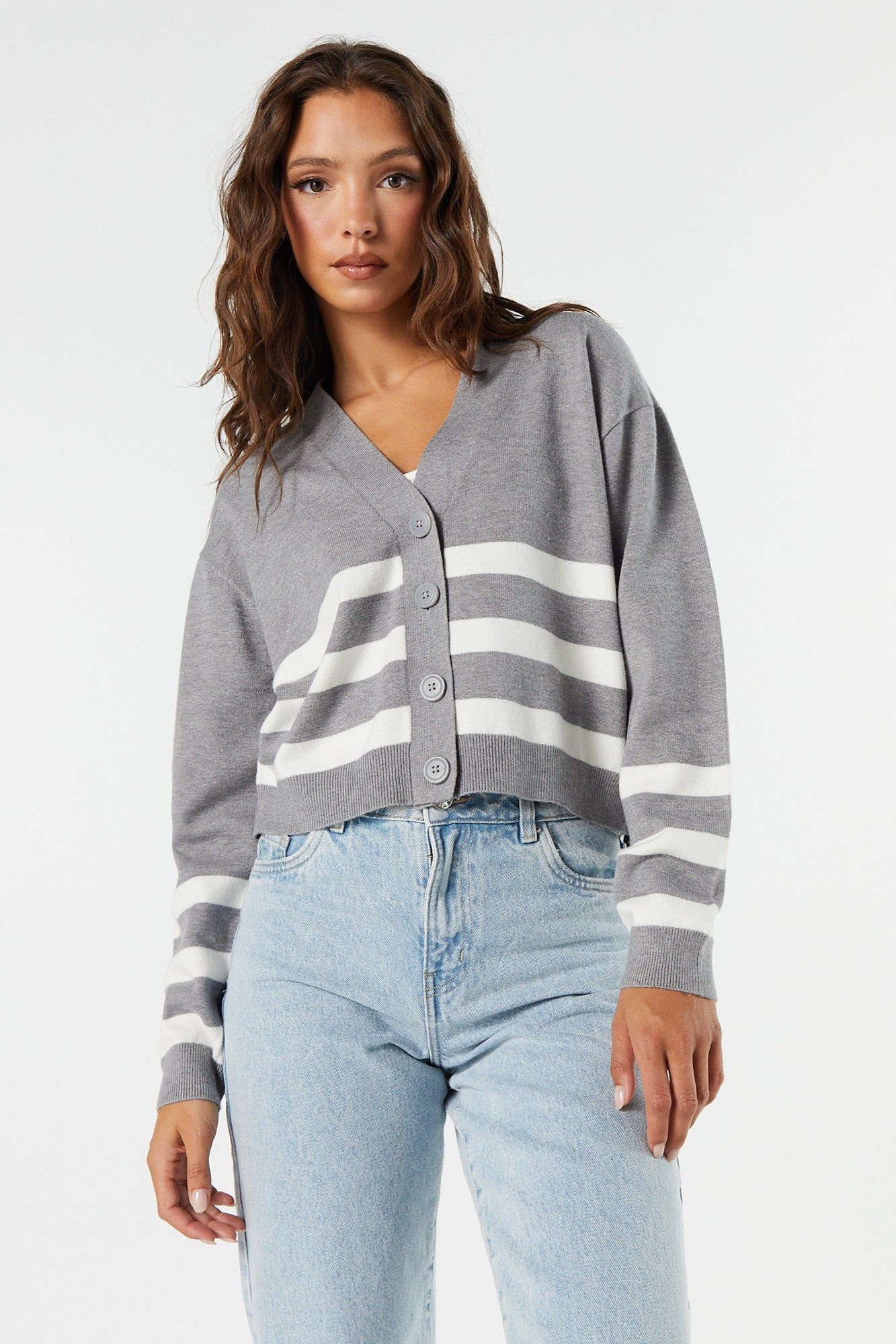 Cardigan boutonné rayé sold by Urban Planet