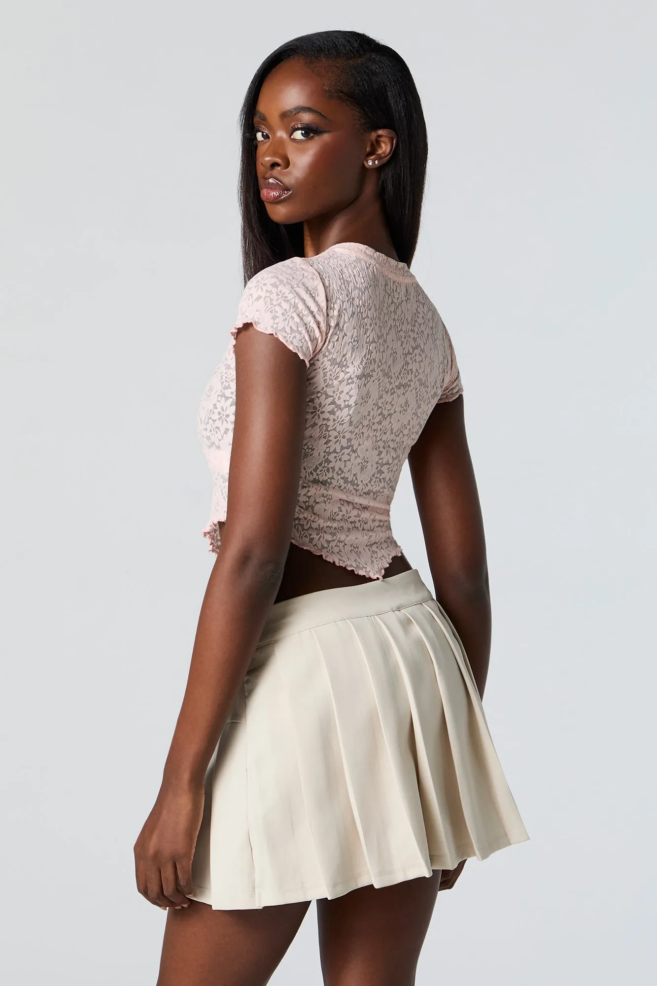 Floral Lace V-Hem Crop Top sold by Urban Planet product image thumbnail 2