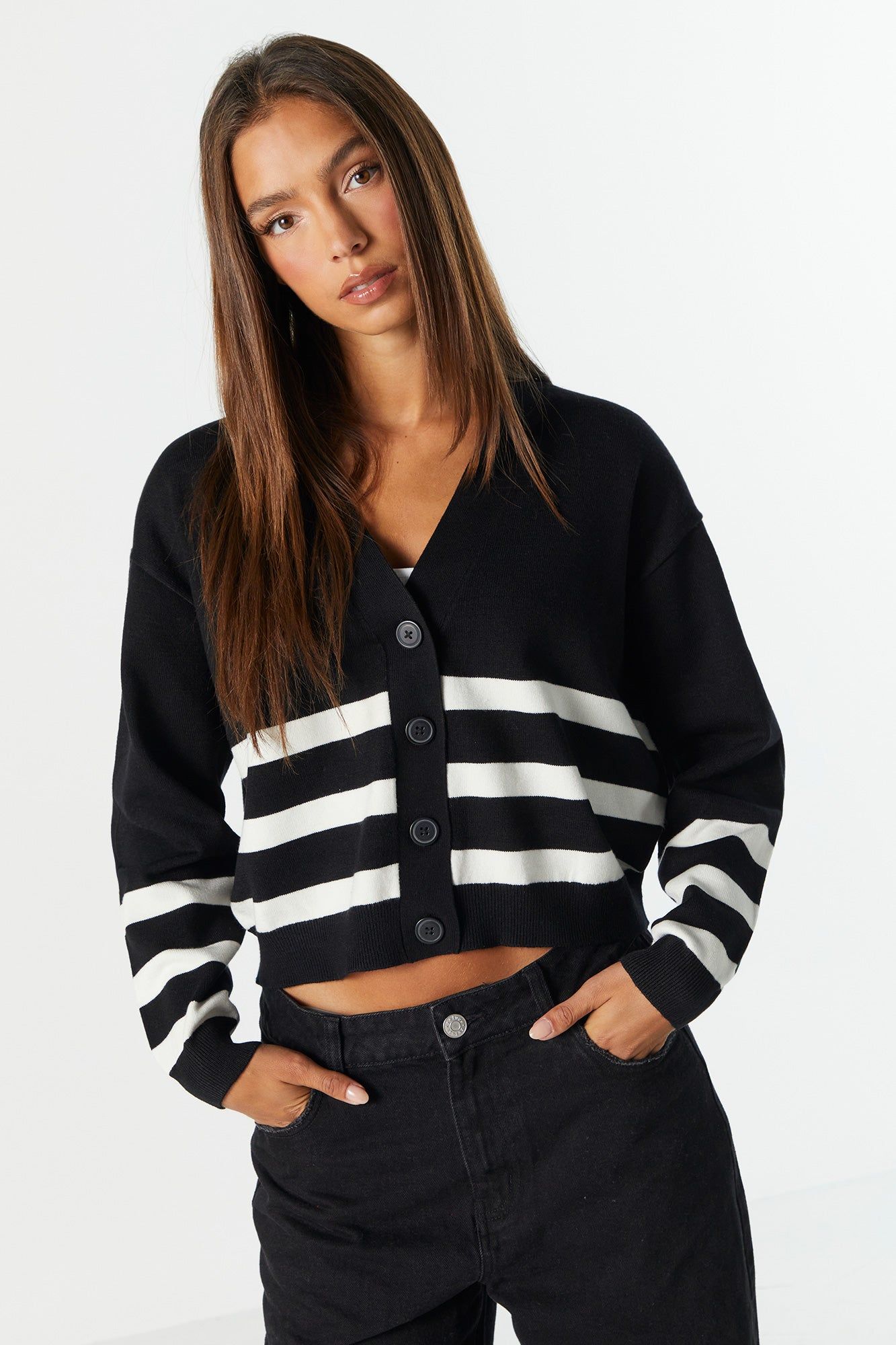 Cardigan boutonné rayé sold by Urban Planet product image thumbnail 4