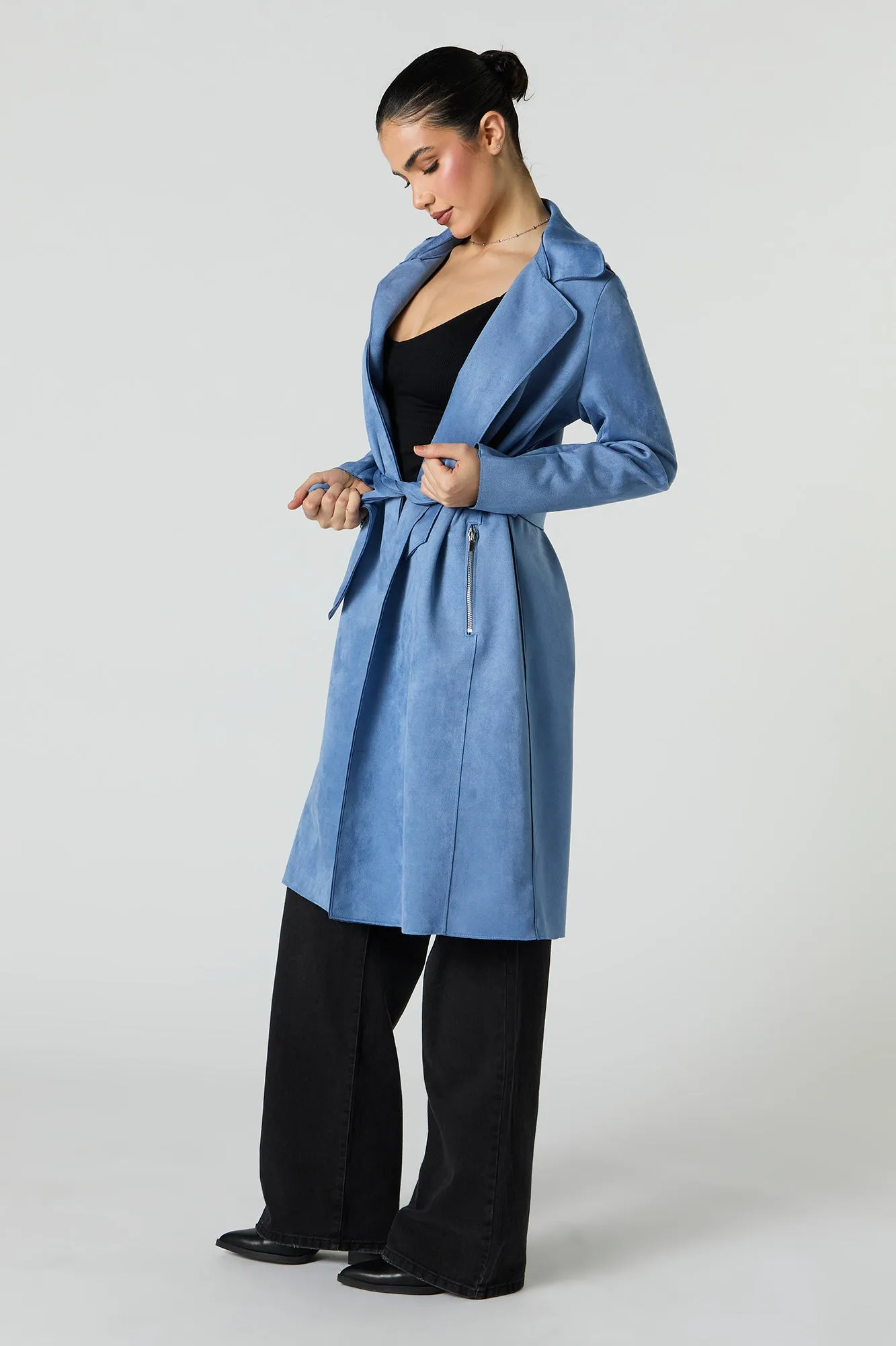 Faux Suede Trench Coat sold by Urban Planet product image thumbnail 2