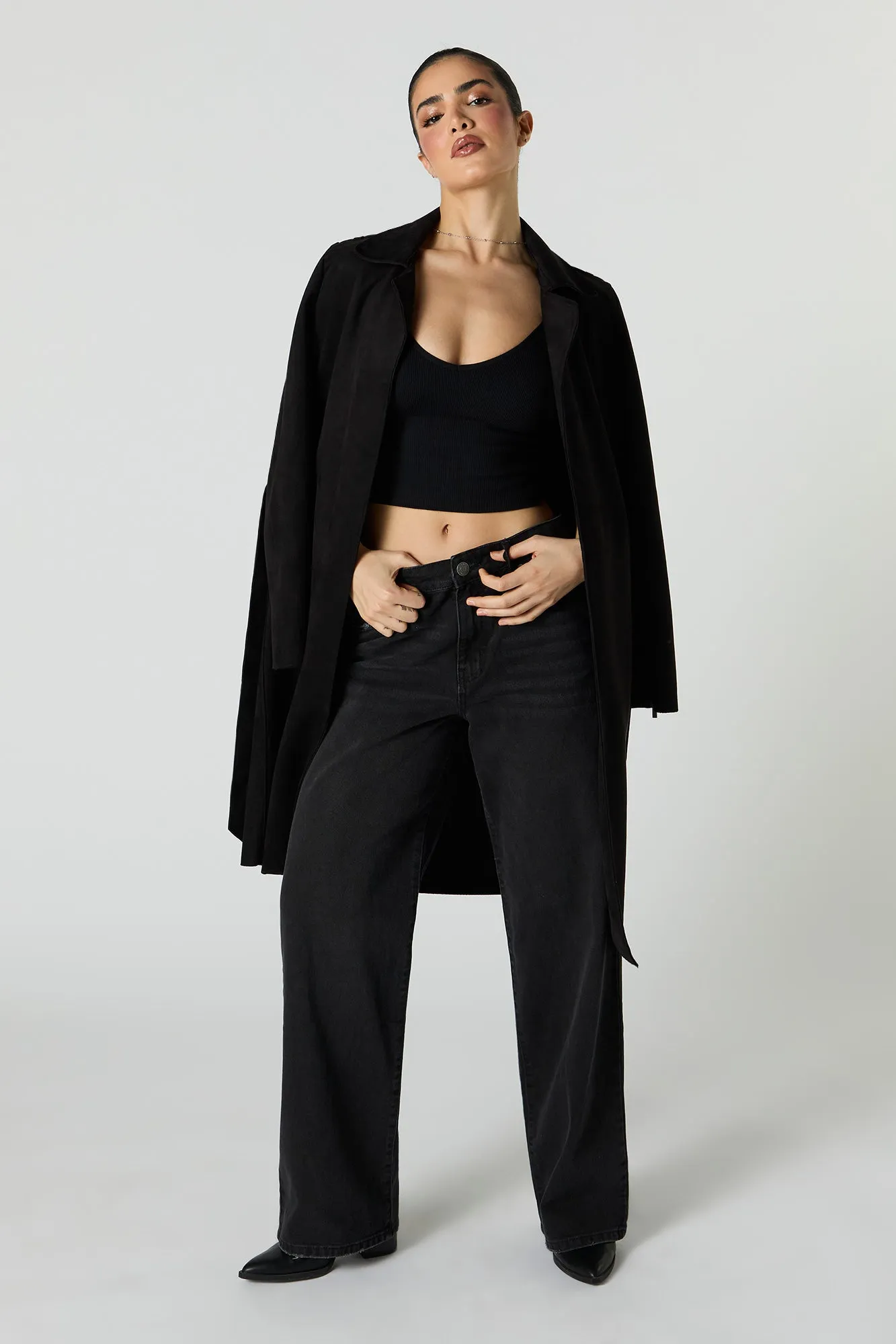 Faux Suede Trench Coat sold by Urban Planet product image thumbnail 4