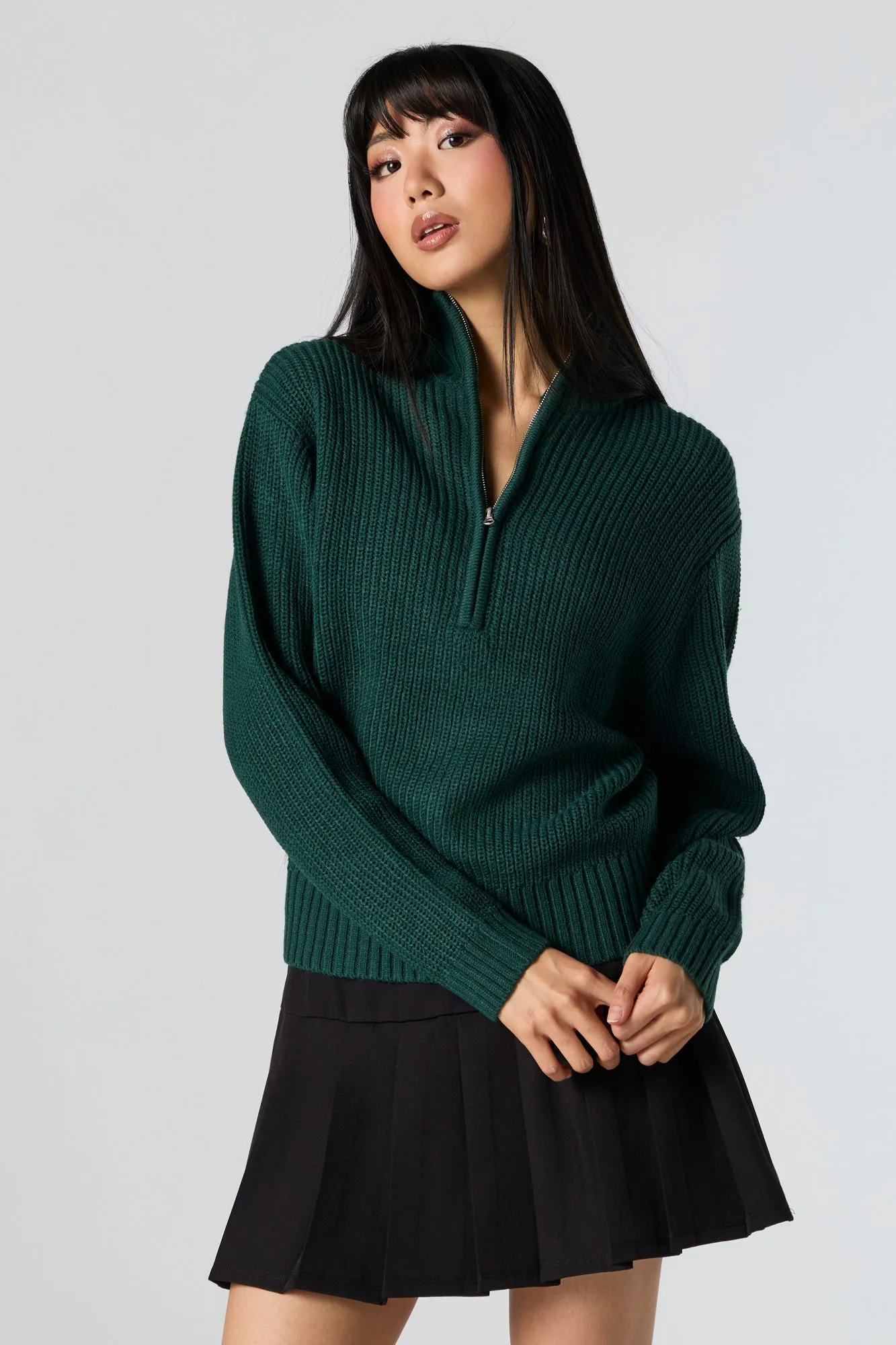 Quarter Zip Knit Sweater sold by Urban Planet