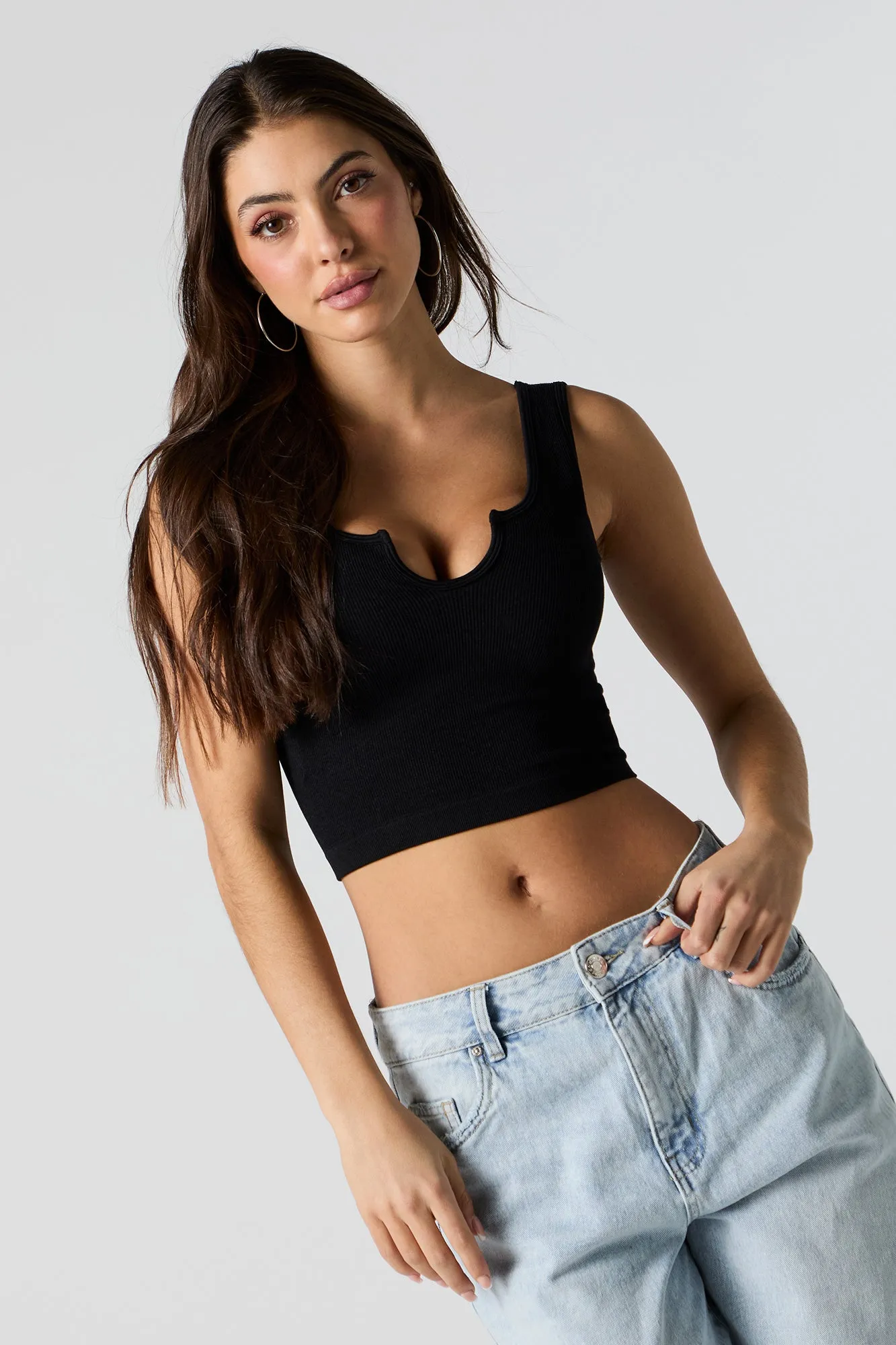 Seamless Ribbed Notched Cropped Tank sold by Urban Planet