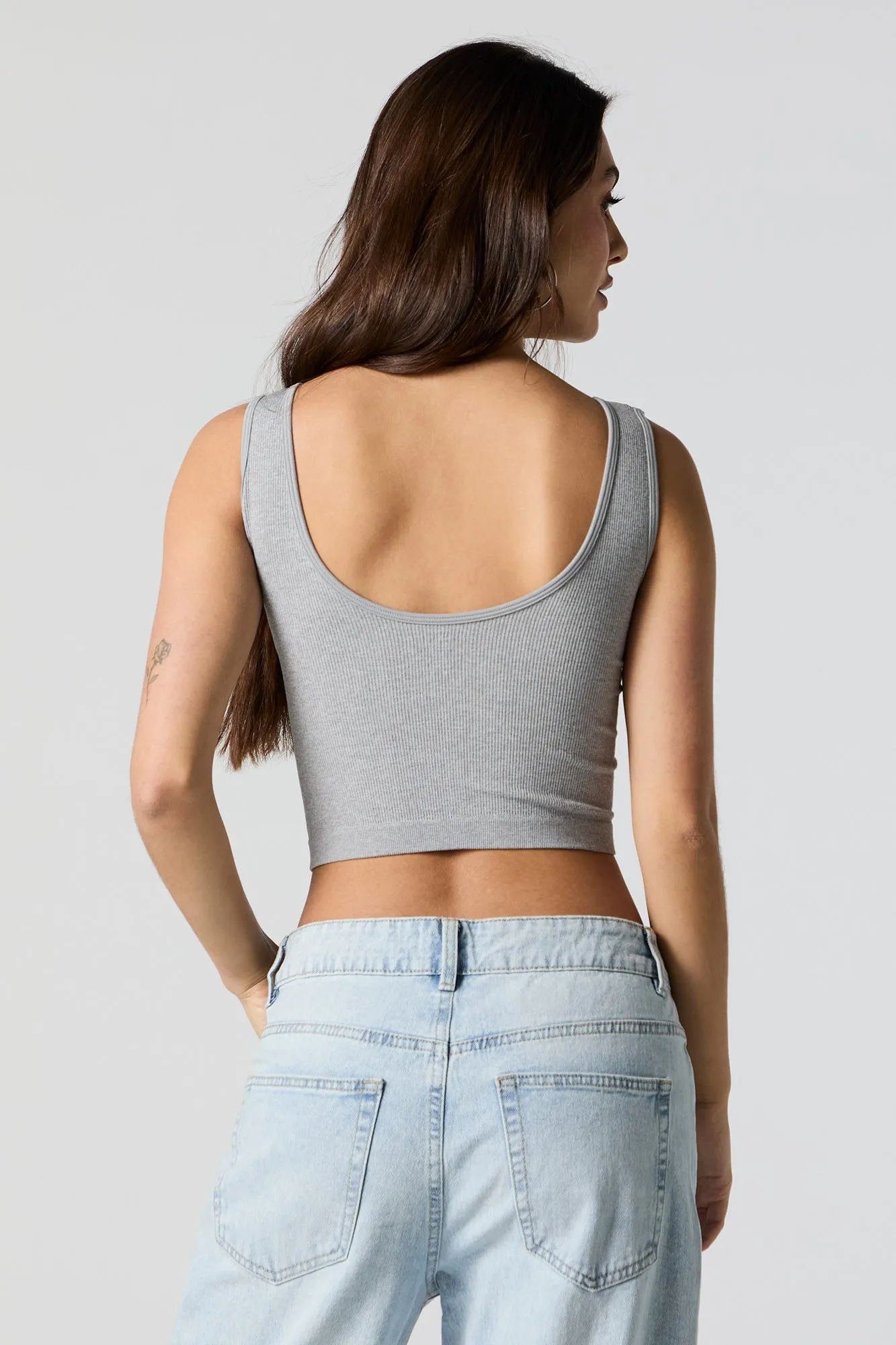 Seamless Ribbed Notched Cropped Tank sold by Urban Planet product image thumbnail 5