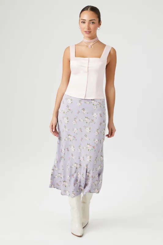 Floral Print Midi Slip Skirt sold by Urban Planet