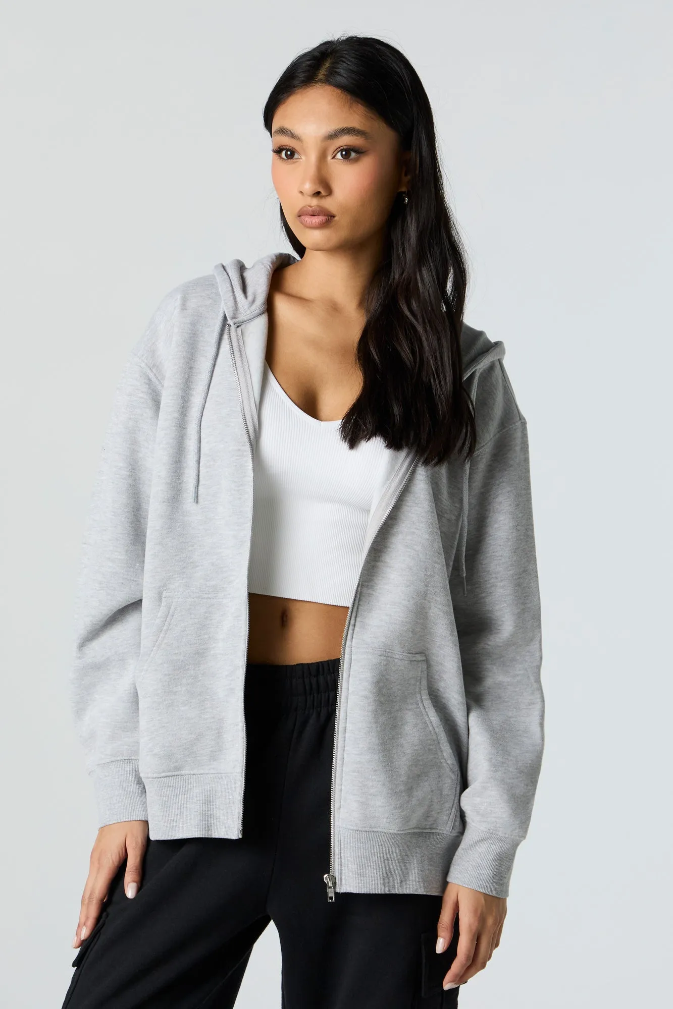 Fleece Oversized Zip-Up Hoodie sold by Urban Planet product image thumbnail 4