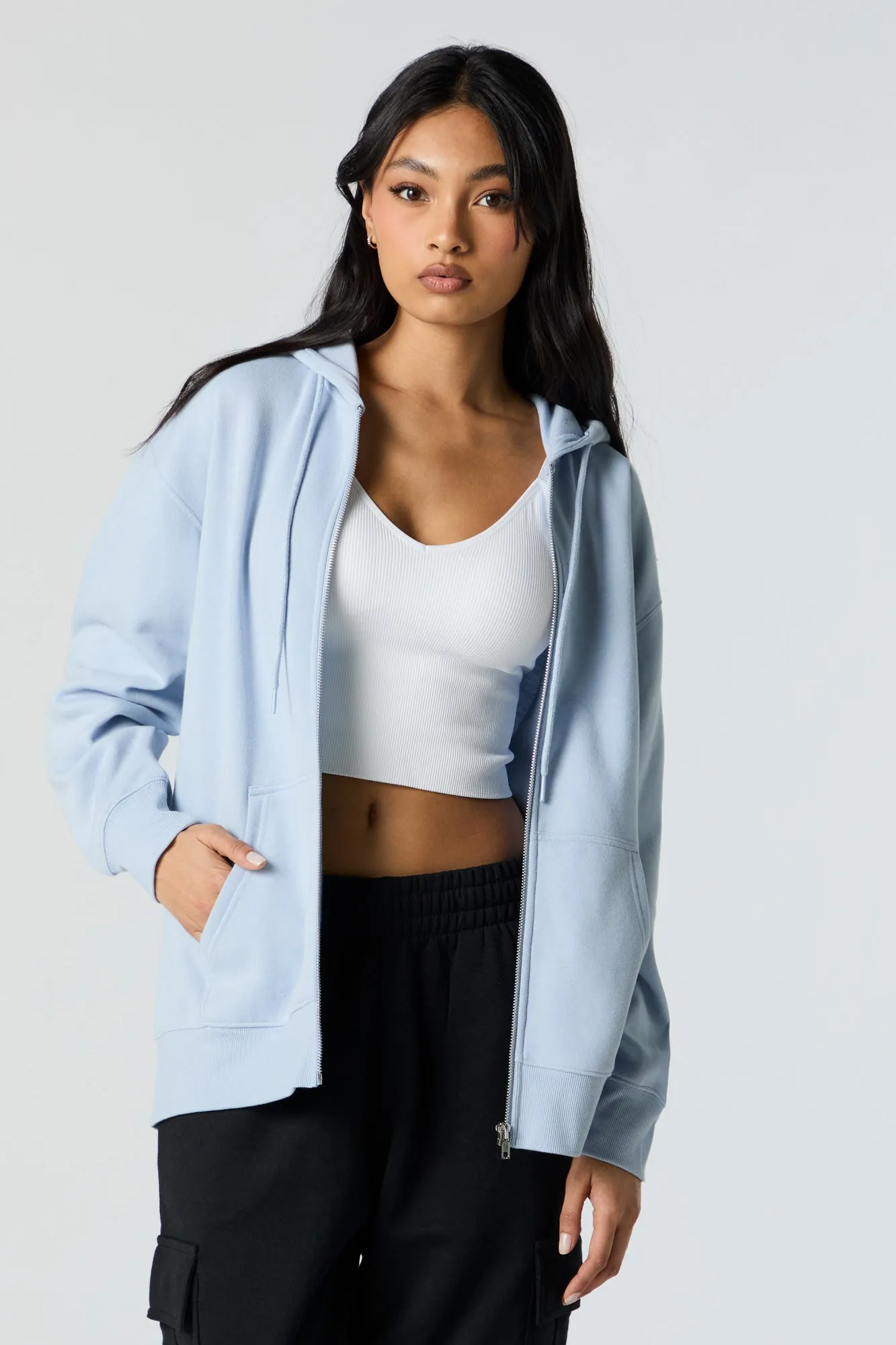 Fleece Oversized Zip-Up Hoodie sold by Urban Planet