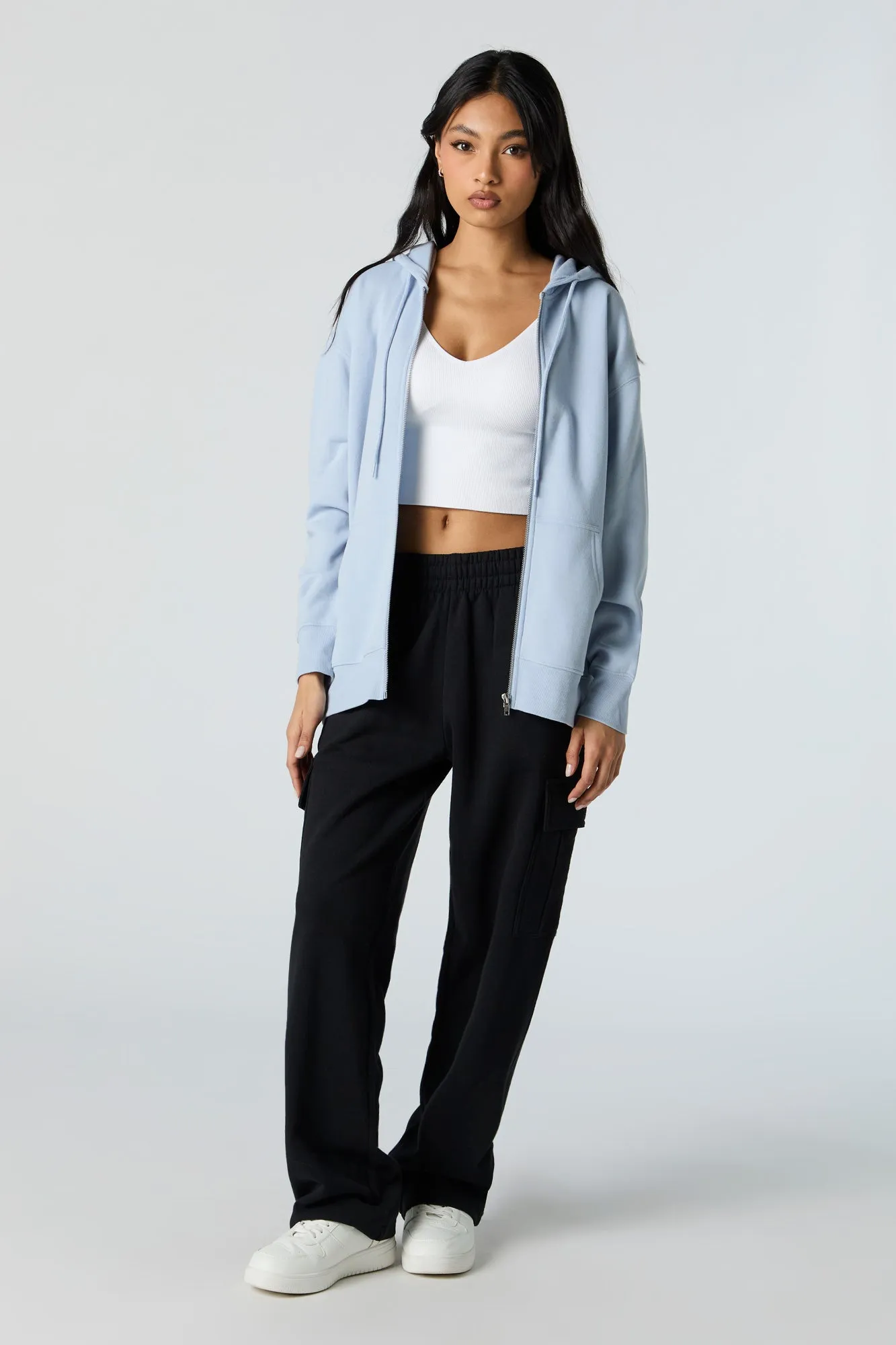 Fleece Oversized Zip-Up Hoodie sold by Urban Planet product image thumbnail 3