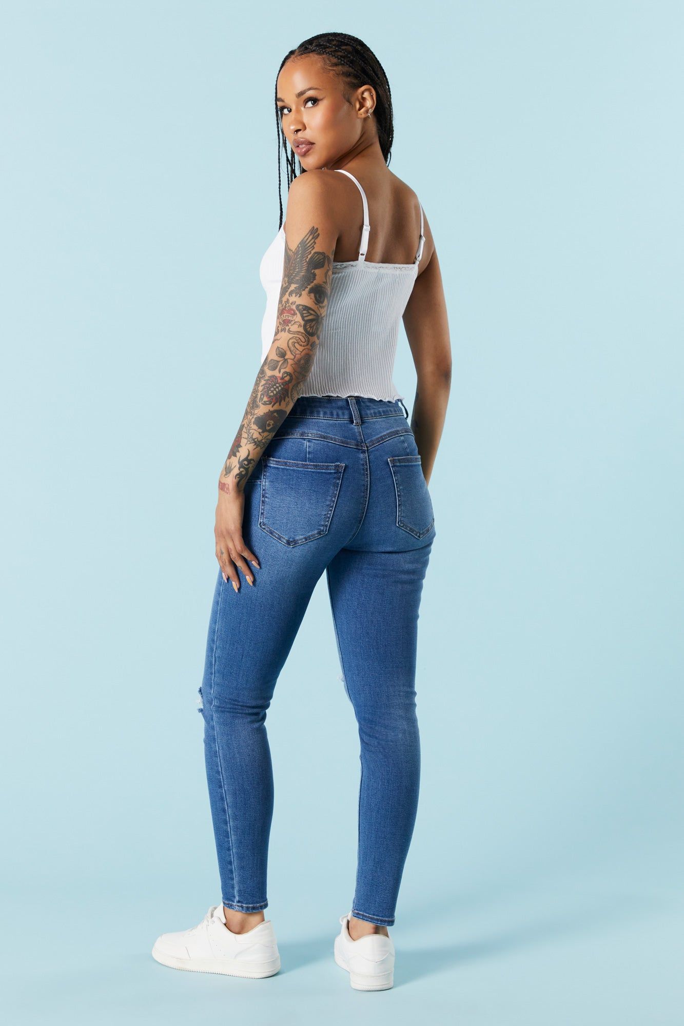 Rio Dark Wash Distressed Skinny Jean sold by Urban Planet product image thumbnail 3