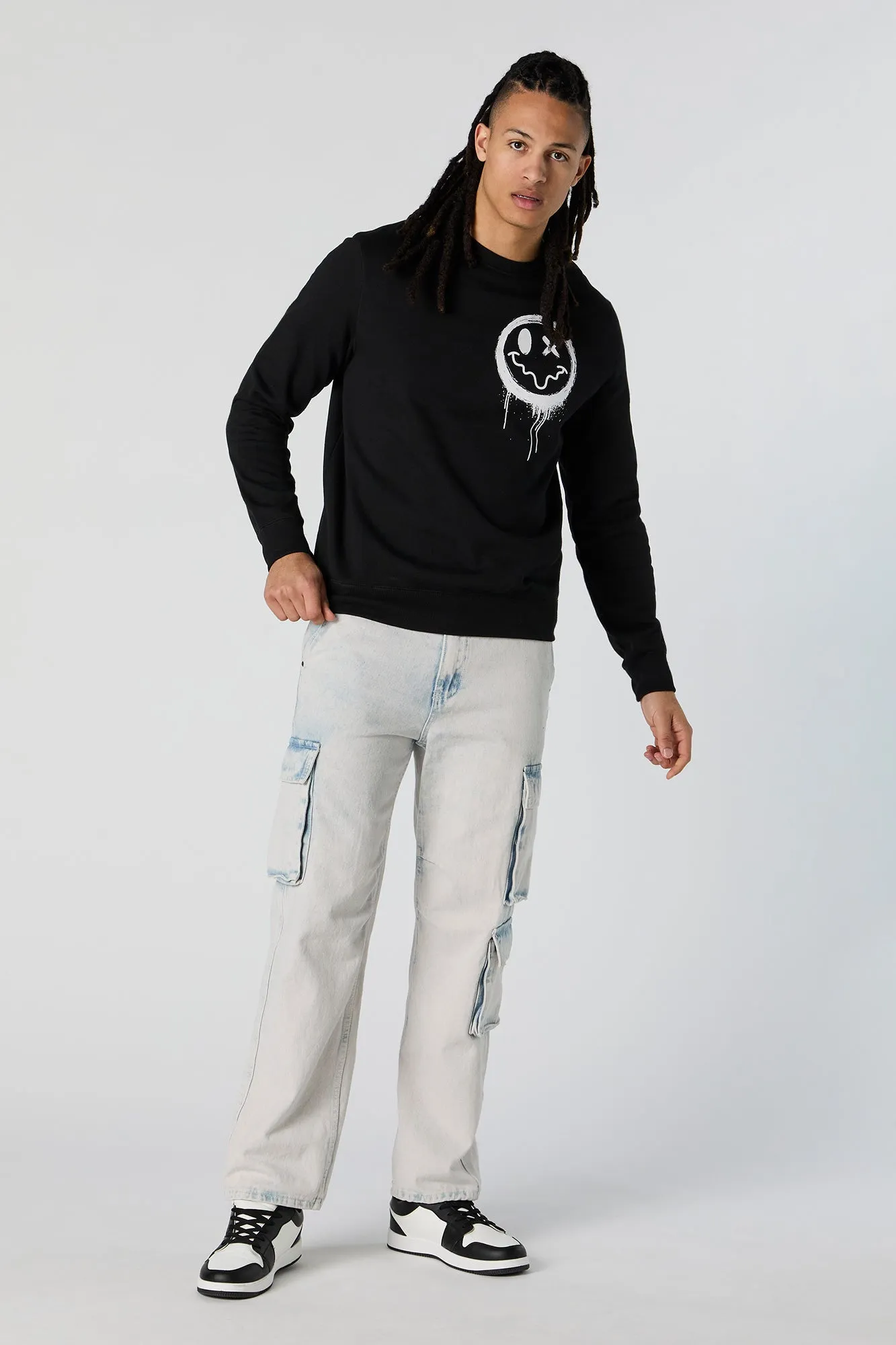 Smiley Graphic Fleece Sweatshirt sold by Urban Planet product image thumbnail 3