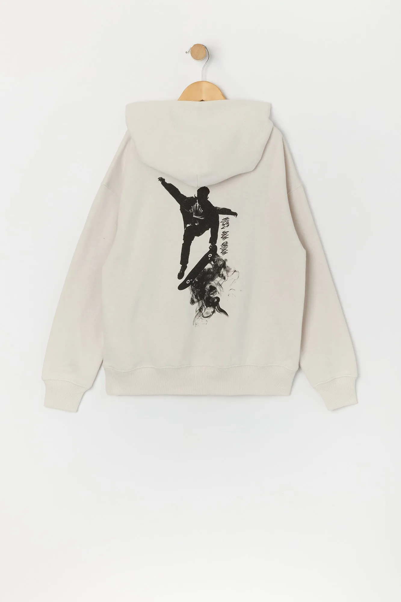 Haut à capuchon en molleton avec imprimé Rise and Grind pour garçon sold by Urban Planet product image thumbnail 2