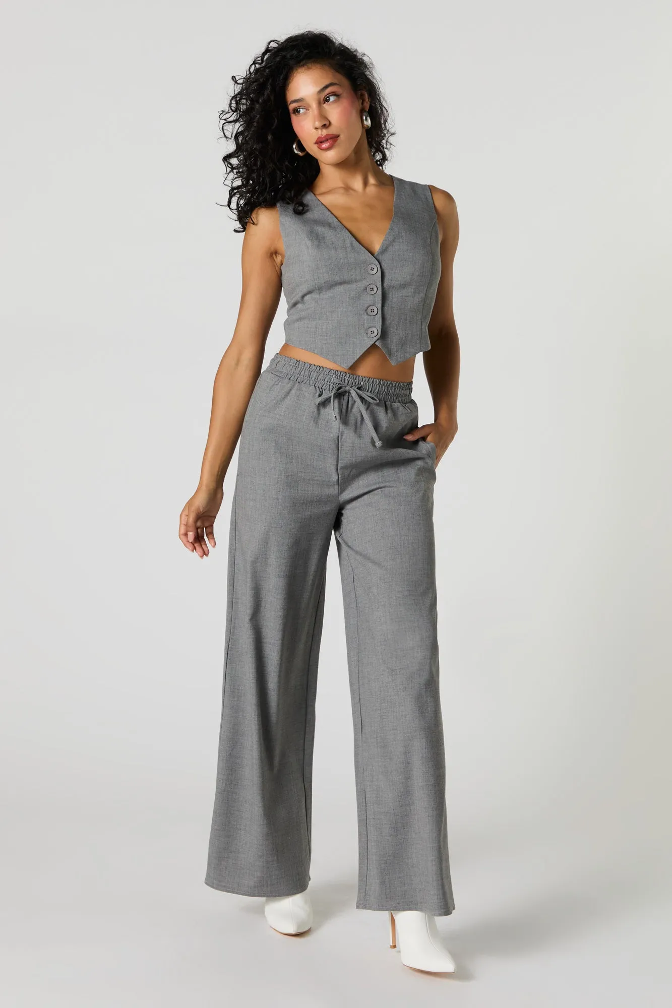 Drawstring Waist Wide Leg Dress Pant sold by Urban Planet