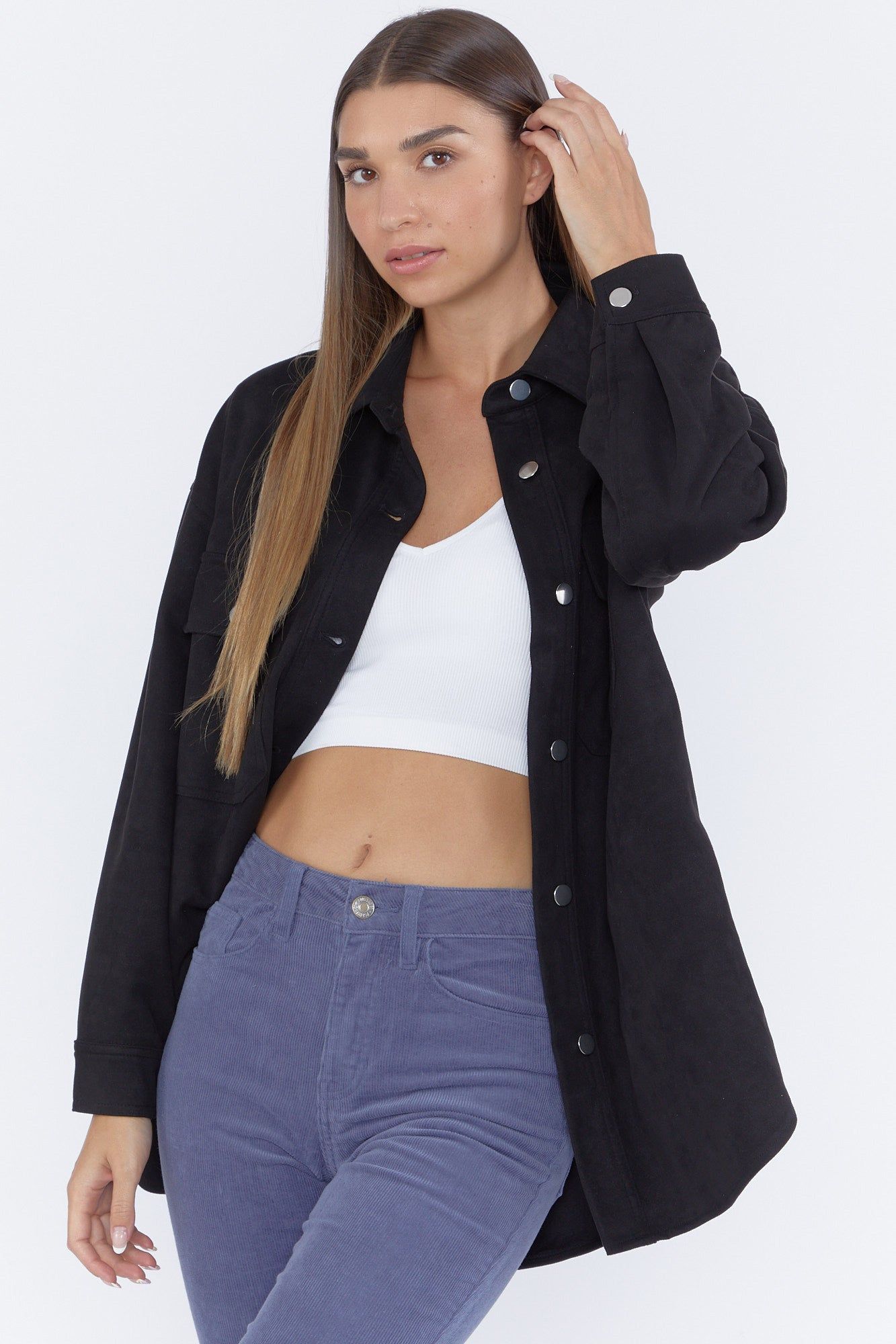 Suede Button-Up Shacket sold by Urban Planet product image thumbnail 4