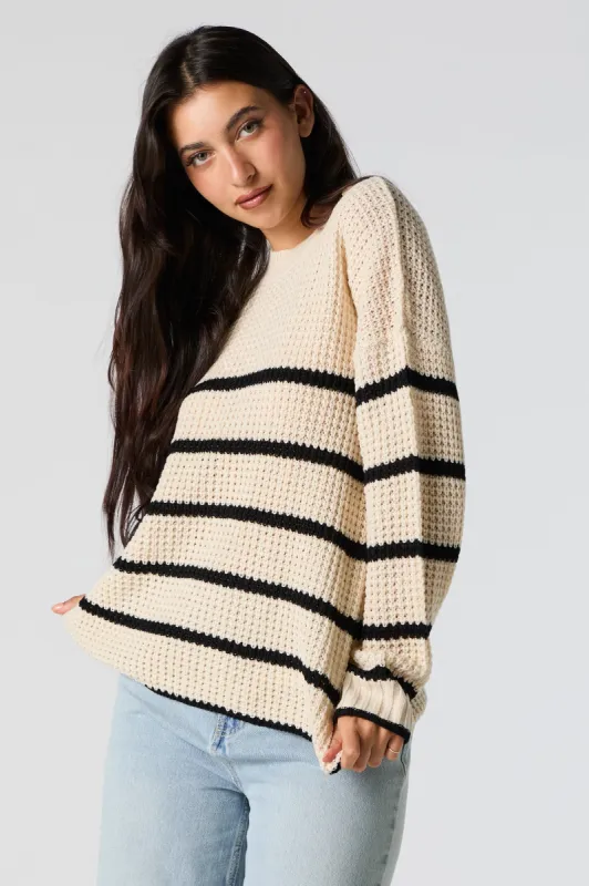 Striped Waffle Knit Sweater sold by Urban Planet