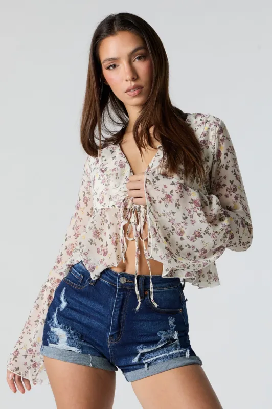 Haut en chiffon à manches longues avec attache sold by Urban Planet