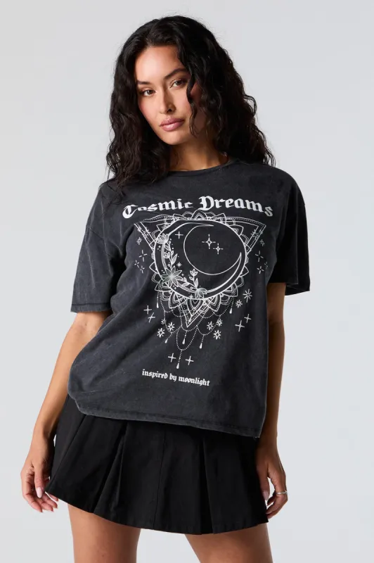 Cosmic Dreams Graphic Washed Boyfriend T-Shirt sold by Urban Planet