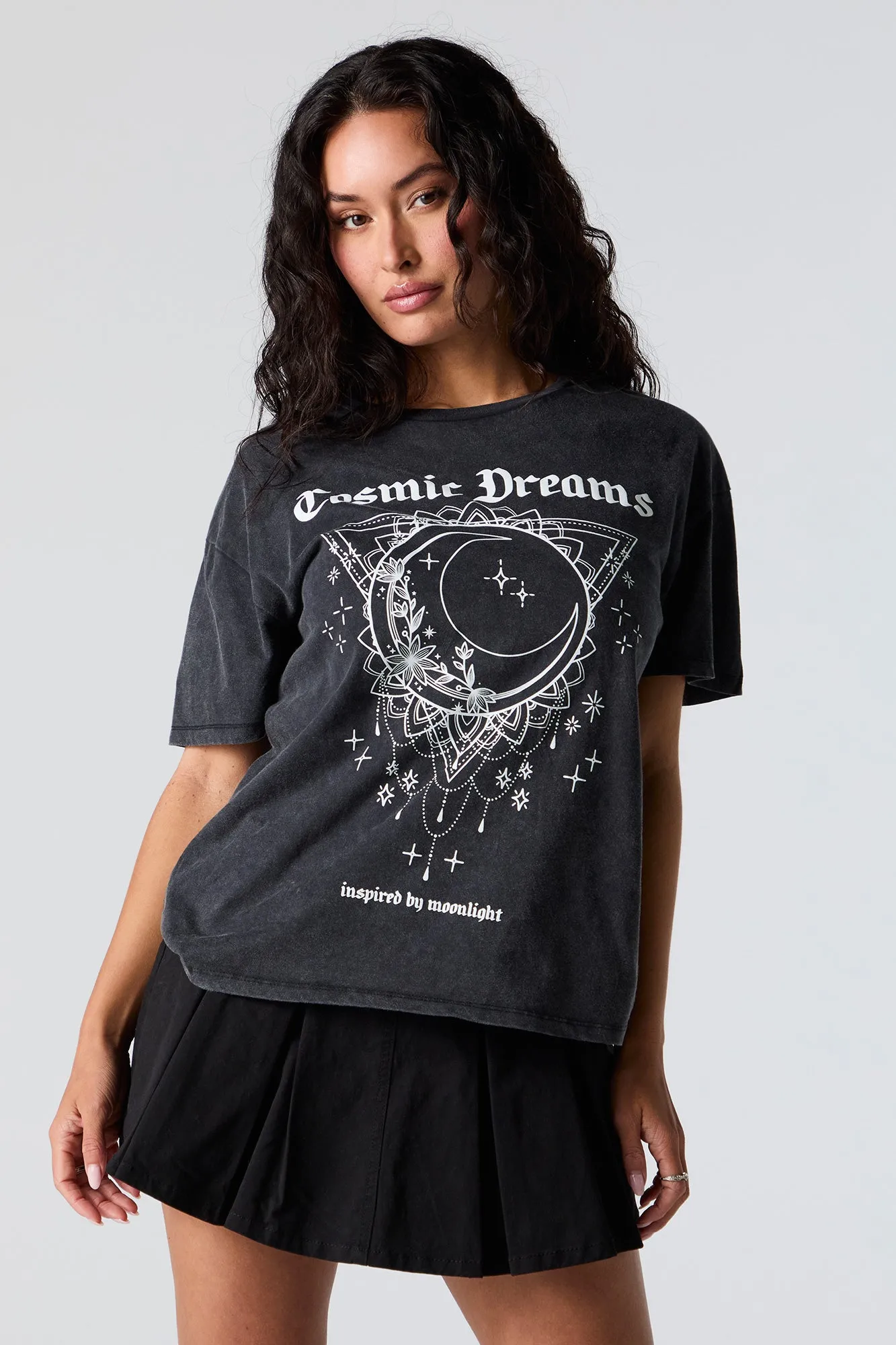 Cosmic Dreams Graphic Washed Boyfriend T-Shirt sold by Urban Planet