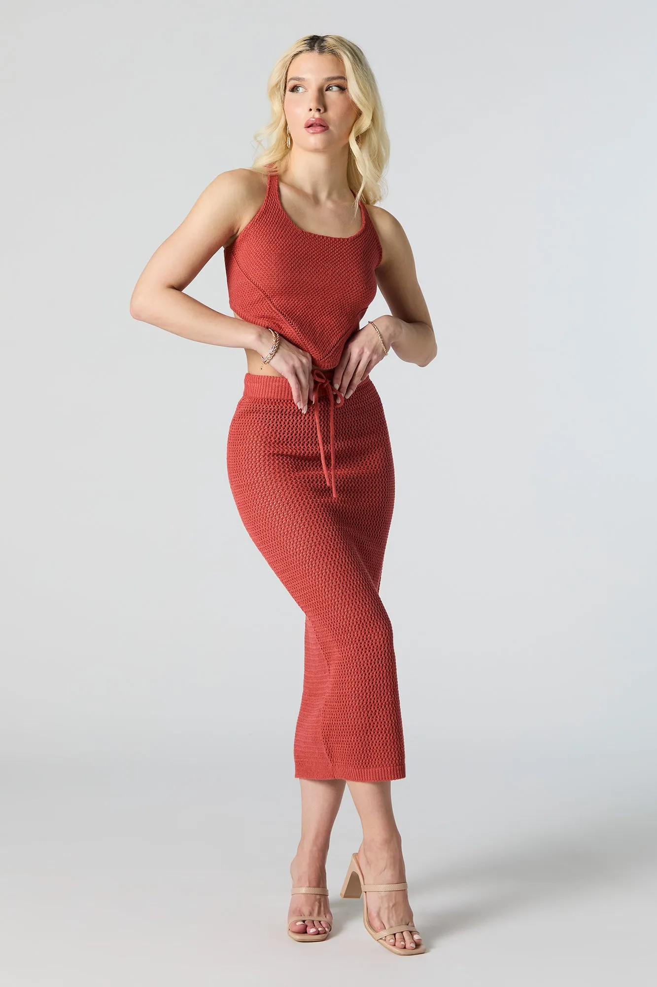 Jupe midi crochetée à taille coulissante sold by Urban Planet product image thumbnail 5