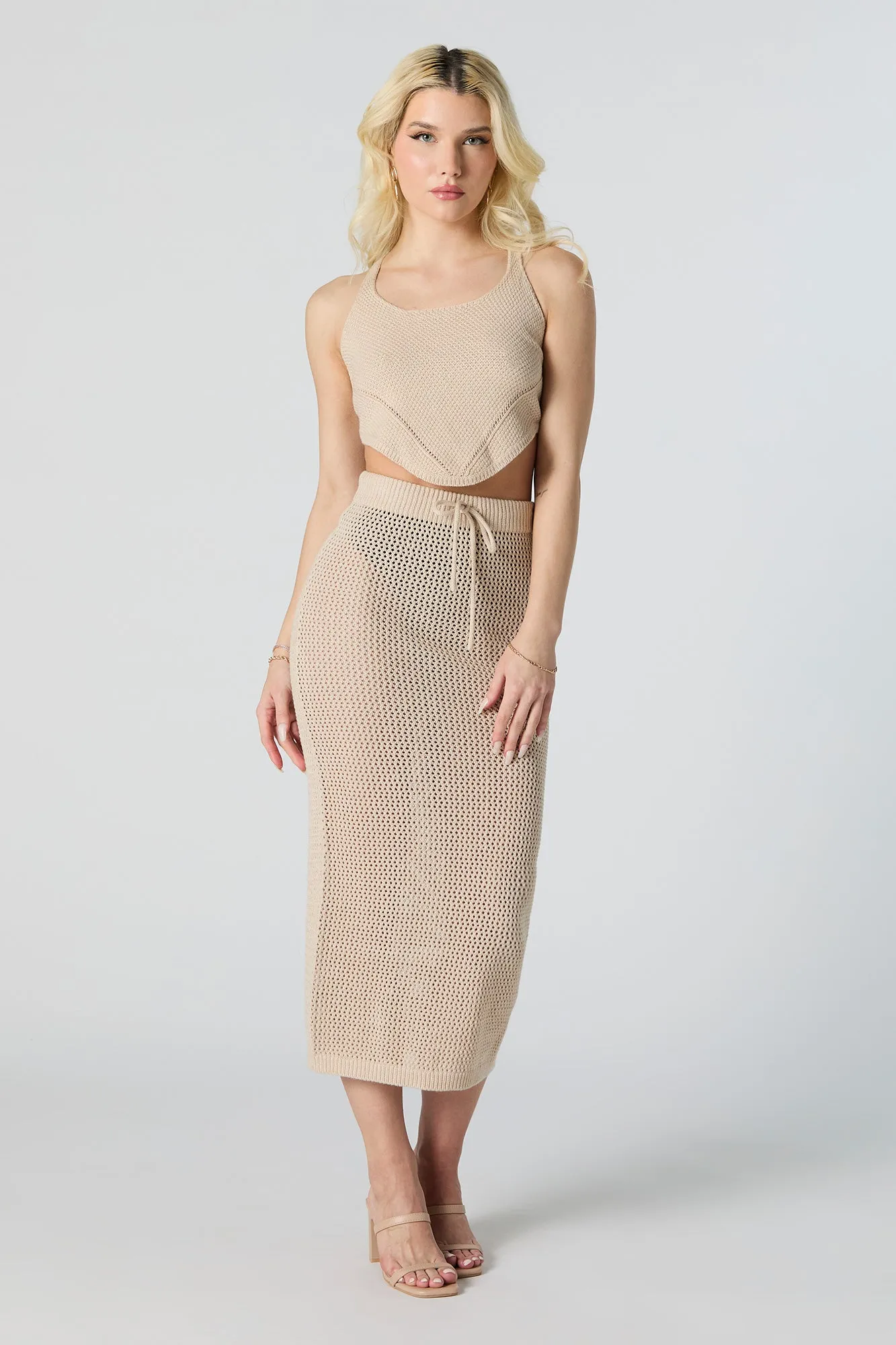 Jupe midi crochetée à taille coulissante sold by Urban Planet product image thumbnail 2