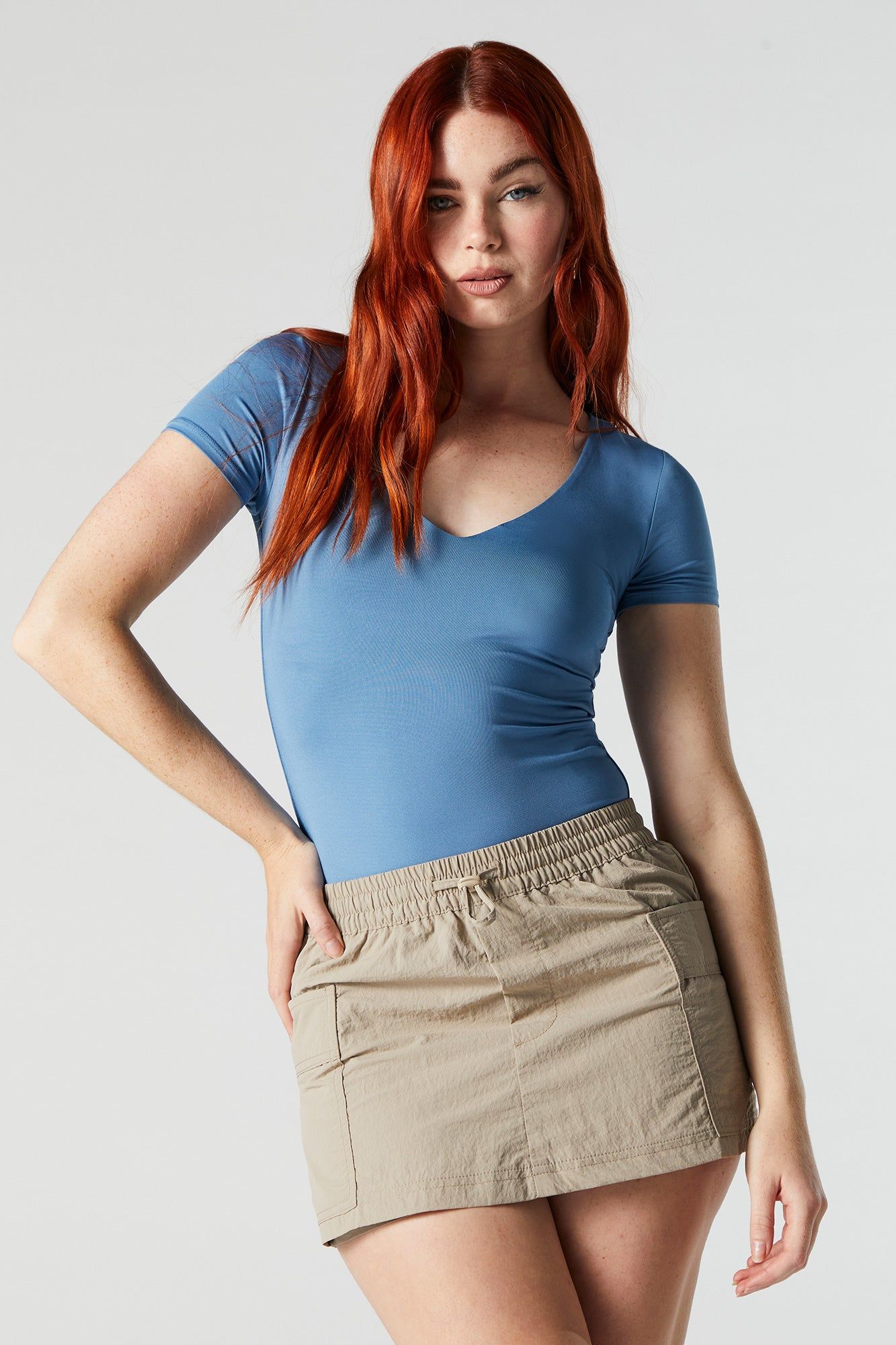 Contour V-Neck Short Sleeve Bodysuit sold by Urban Planet