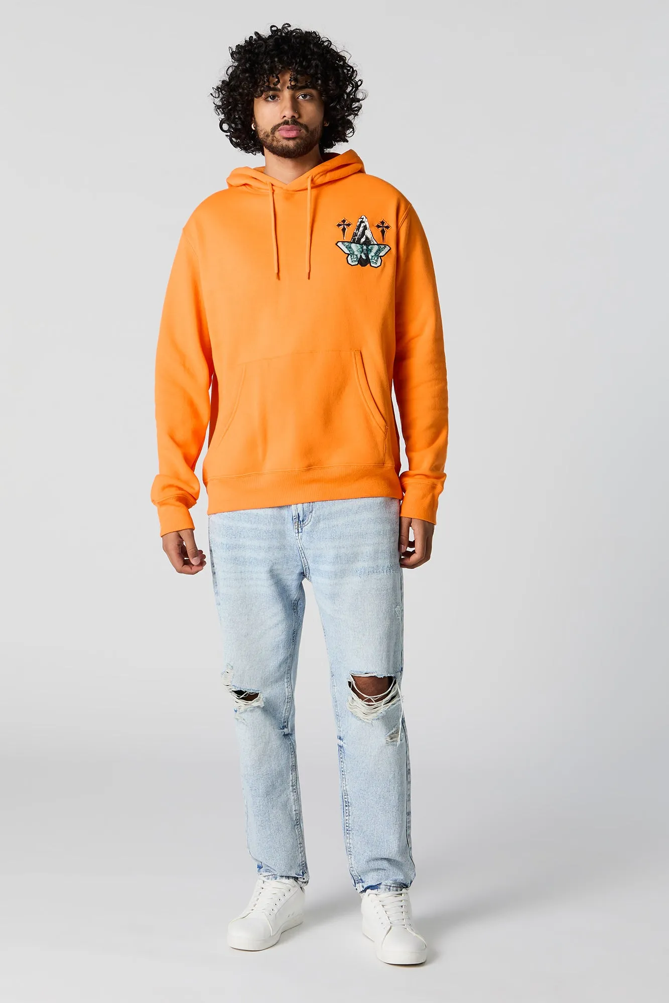 Pray Hard Embroidered Fleece Hoodie sold by Urban Planet product image thumbnail 3