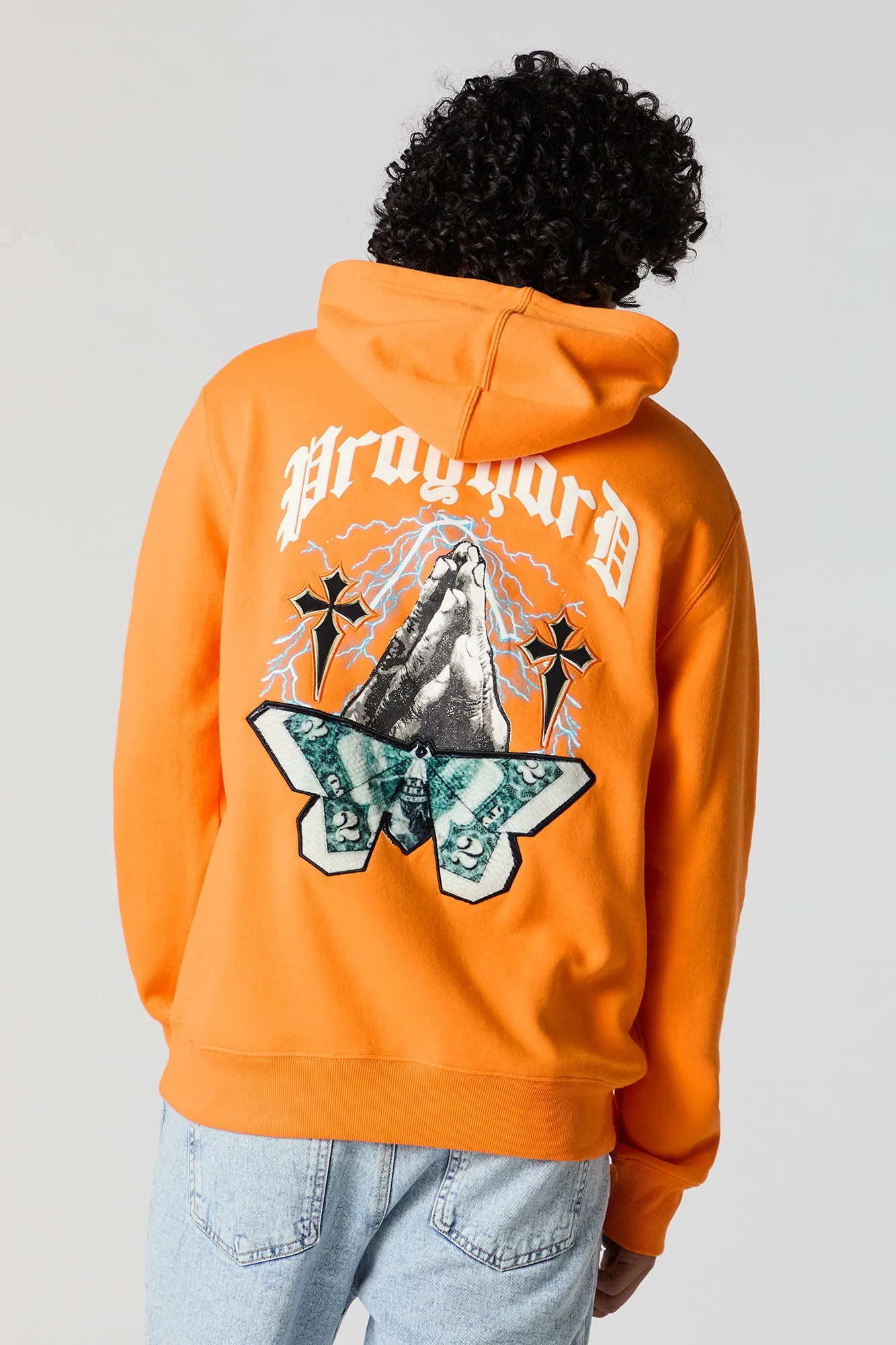 Pray Hard Embroidered Fleece Hoodie sold by Urban Planet product image thumbnail 2