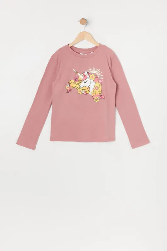 Girls Unicorn Graphic Long Sleeve Top sold by Urban Planet