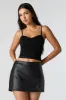 Faux-Leather Slit Mini Skort sold by Urban Planet