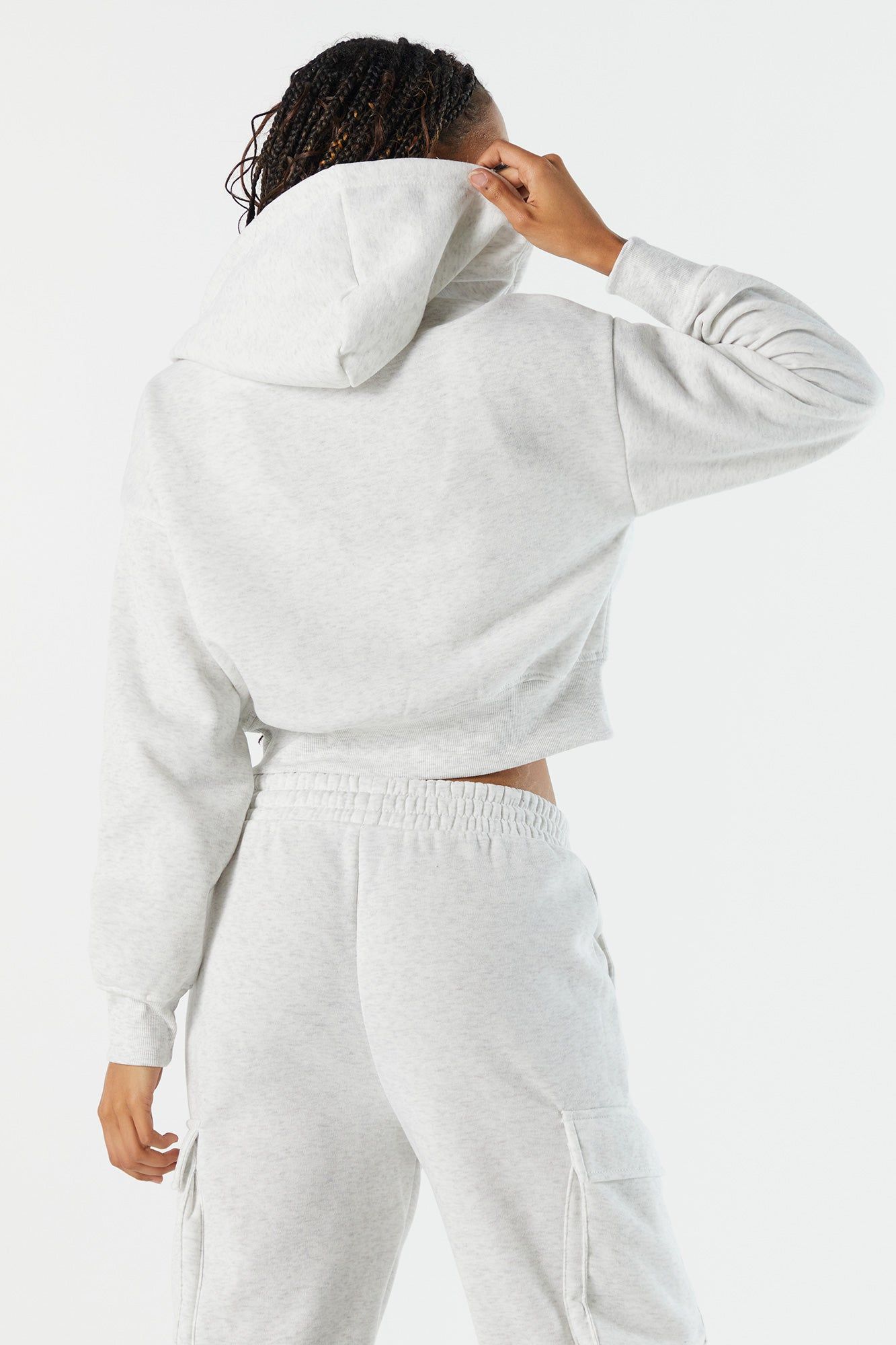 Fleece Cargo Pocket Zip-Up Hoodie sold by Urban Planet product image thumbnail 5