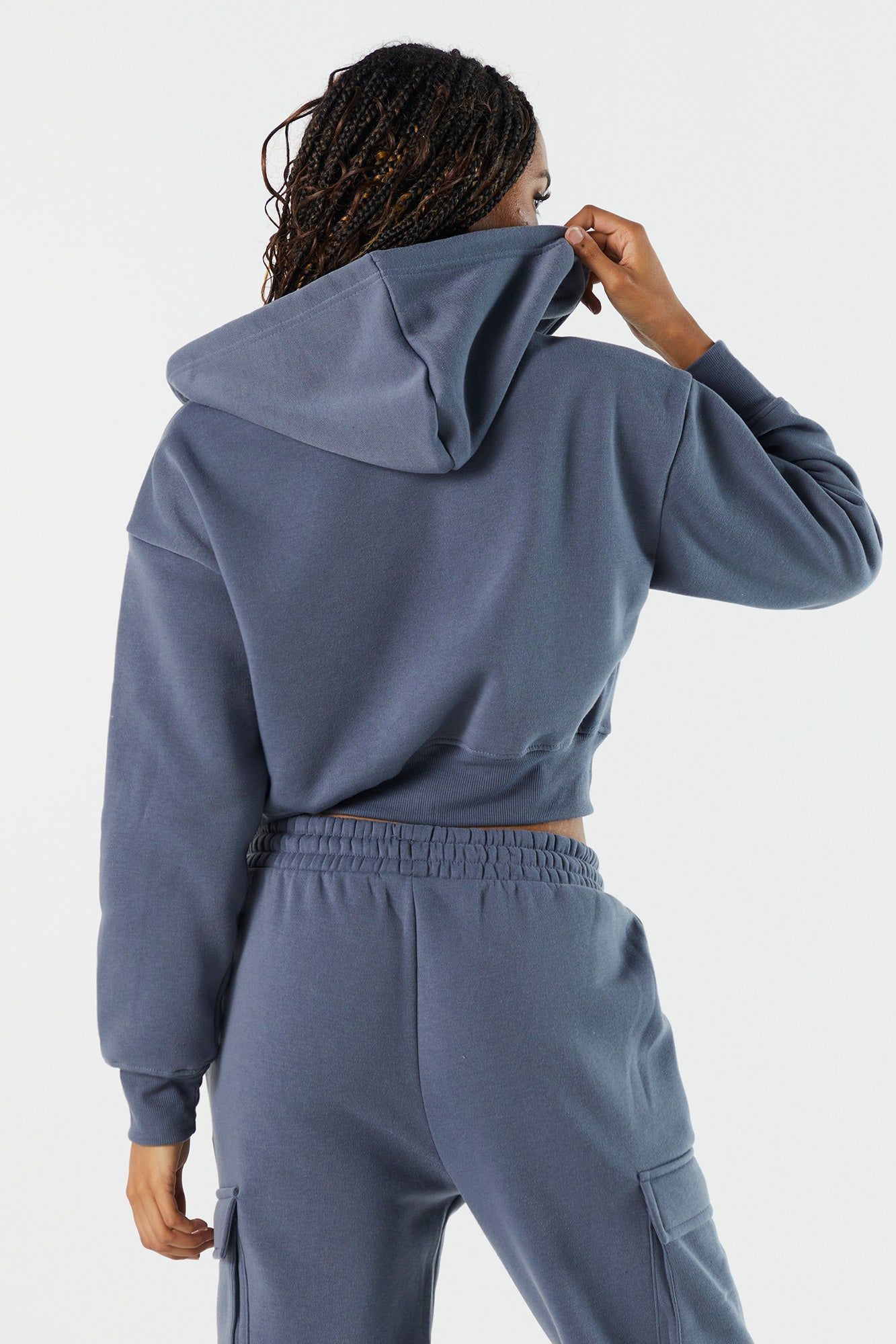 Fleece Cargo Pocket Zip-Up Hoodie sold by Urban Planet product image thumbnail 2