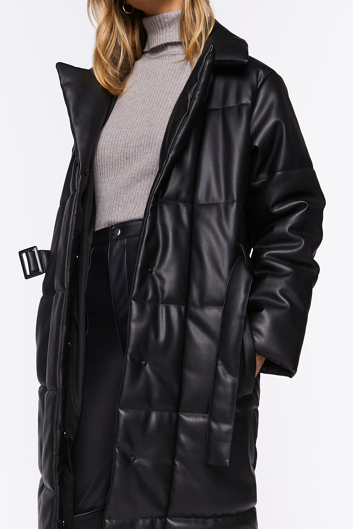 Faux Leather Longline Puffer Coat sold by Urban Planet product image thumbnail 5