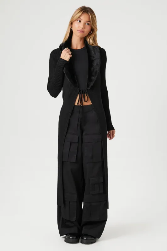 Chandail-cardigan long en similifourrure sold by Urban Planet