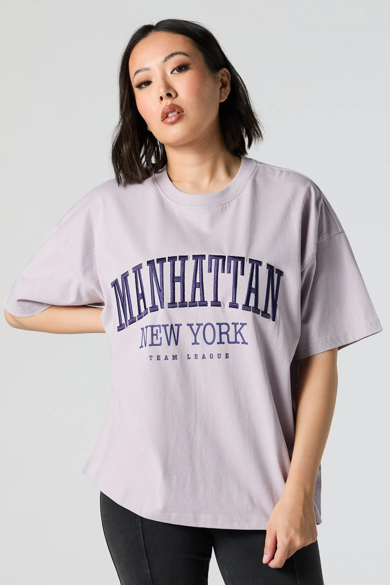 Manhattan Embroidered Oversized T-Shirt sold by Urban Planet