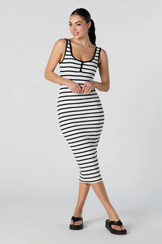 Robe midi Henley moulante côtelée rayée sold by Urban Planet