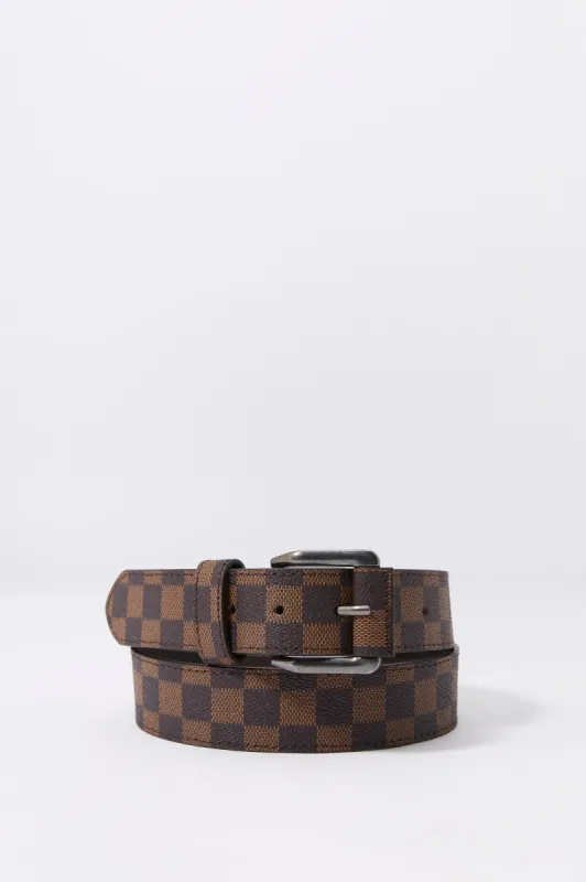 Brown Checkered Buckle Belt sold by Urban Planet