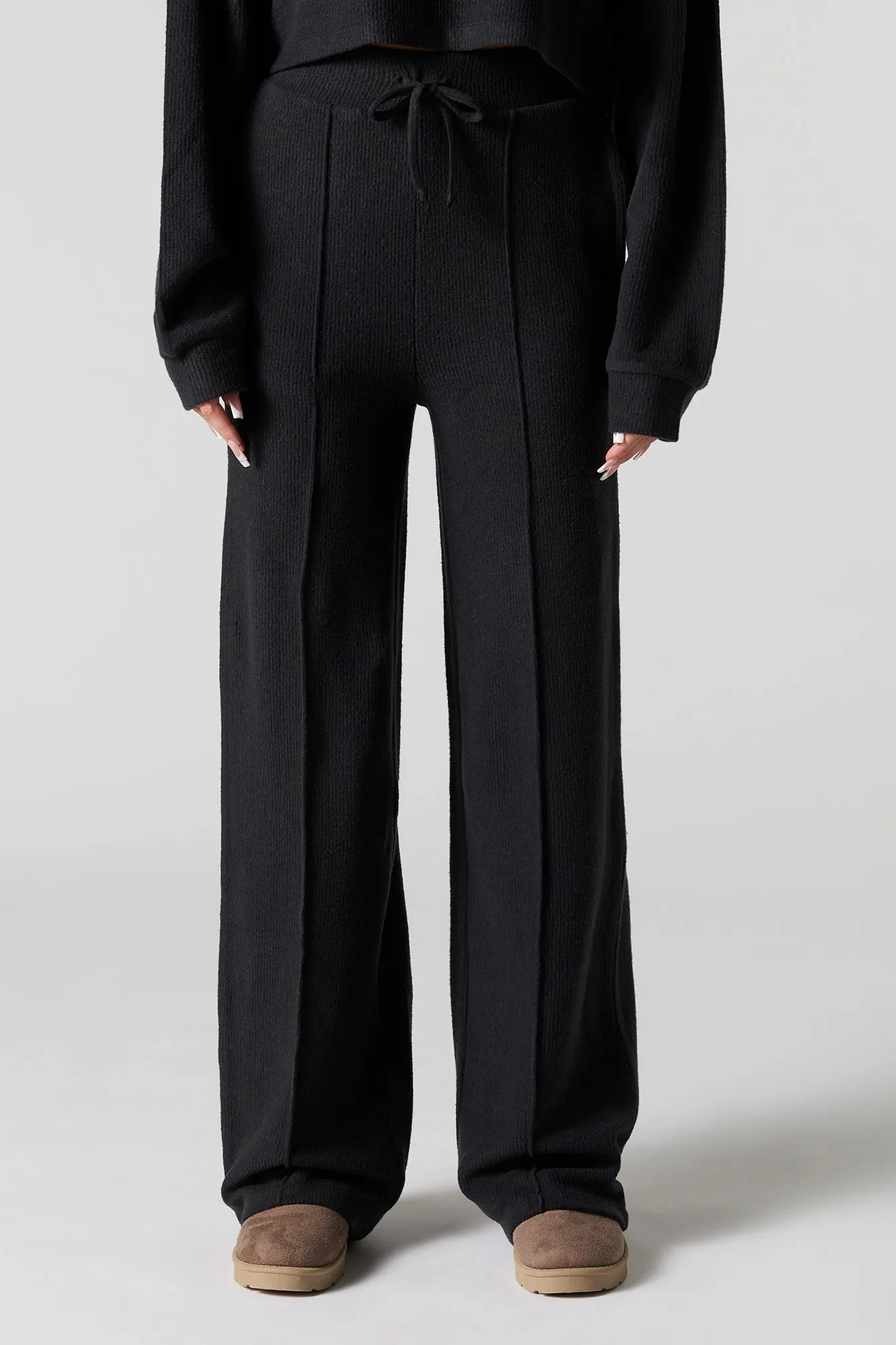 Pantalon en tricot côtelé à jambe large et taille coullissante sold by Urban Planet product image thumbnail 5