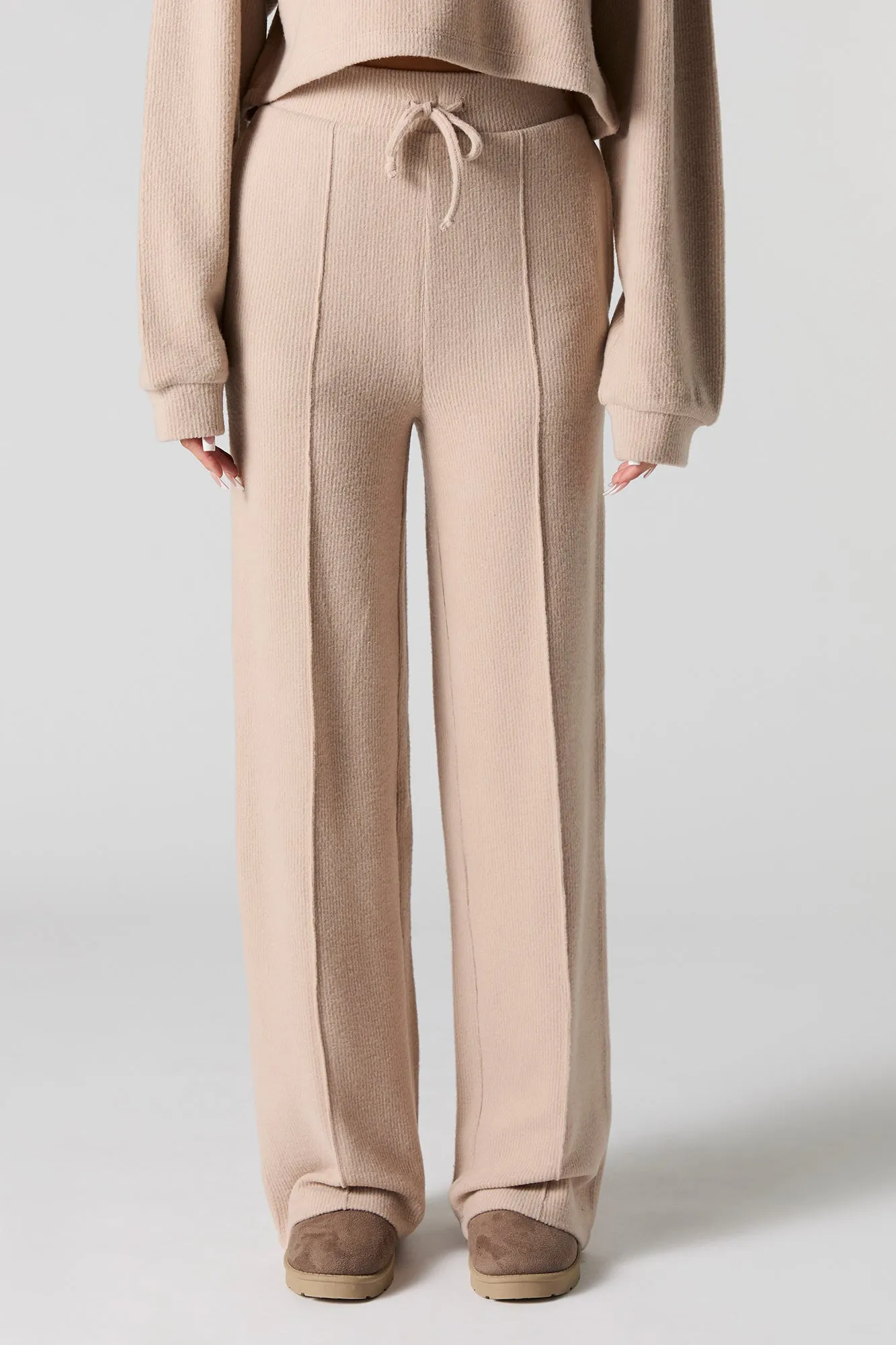 Pantalon en tricot côtelé à jambe large et taille coullissante sold by Urban Planet product image thumbnail 2