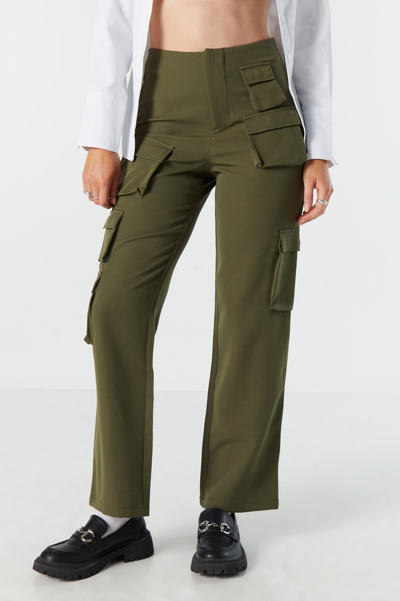 Pantalon à jambe droite avec poches cargo multiples sold by Urban Planet product image thumbnail 5