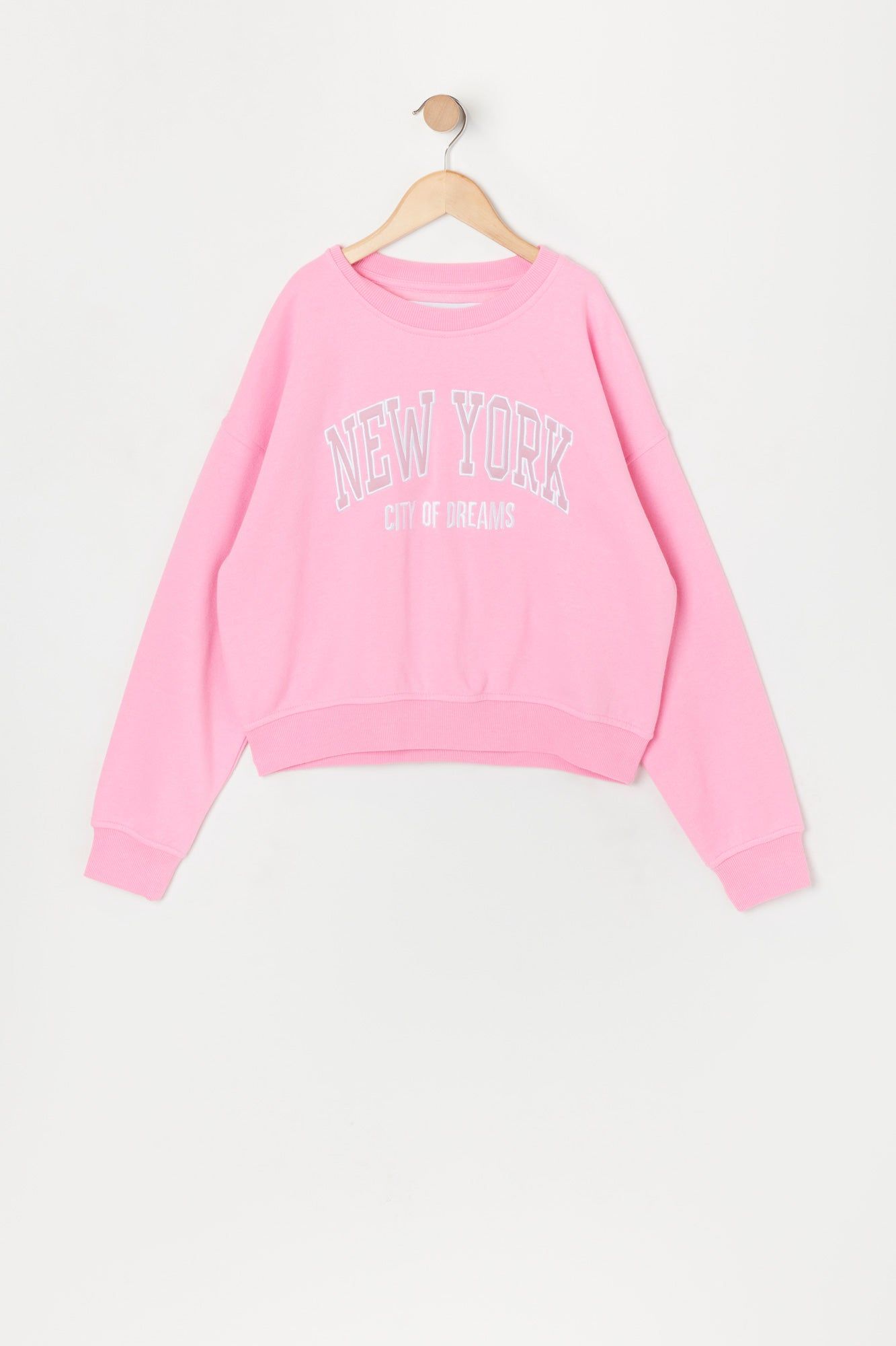 Girls NY City of Dreams Twill Embroidered Sweatshirt sold by Urban Planet