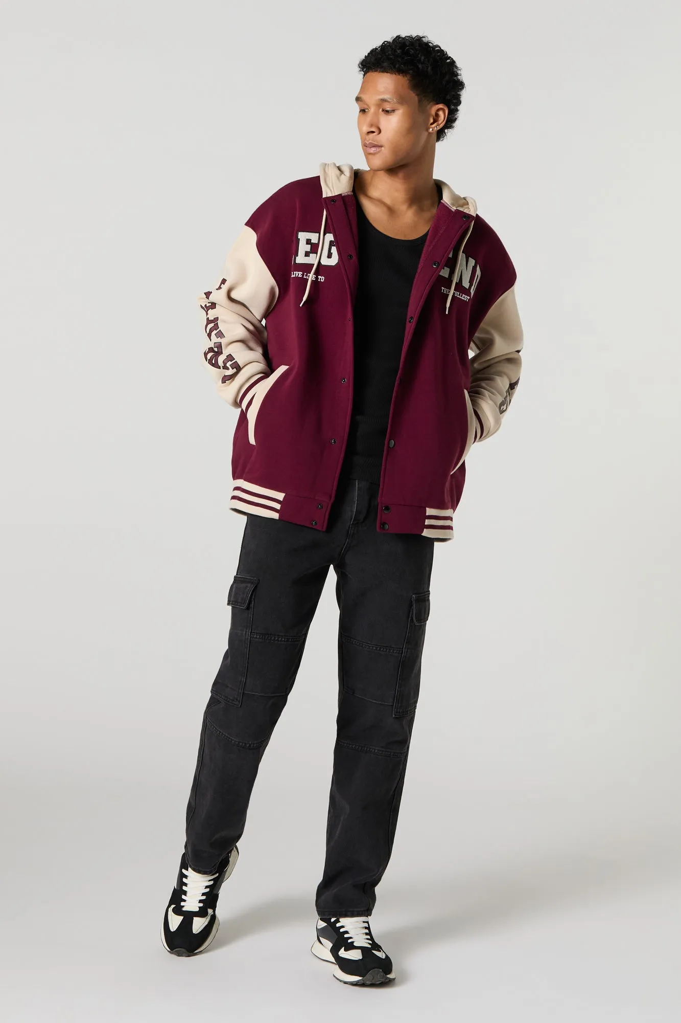Embroidered Varsity Fleece Jacket sold by Urban Planet product image thumbnail 3