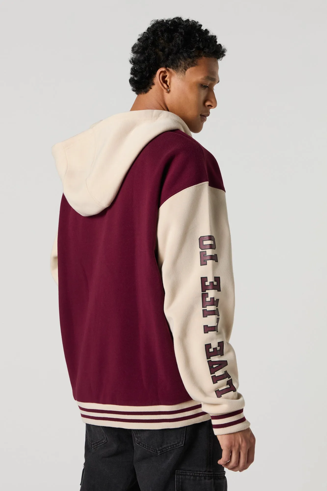 Embroidered Varsity Fleece Jacket sold by Urban Planet product image thumbnail 2
