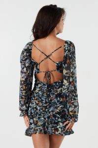 Minirobe en mousseline à imprimé floral, manches longues et encolure en cur sold by Urban Planet