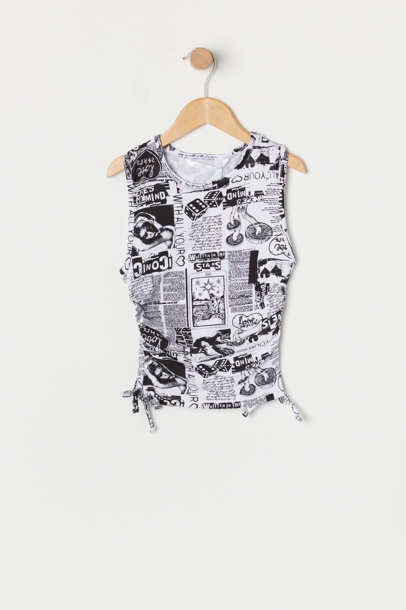 Girls Newspaper Print Side Cinched Tank Top sold by Urban Planet