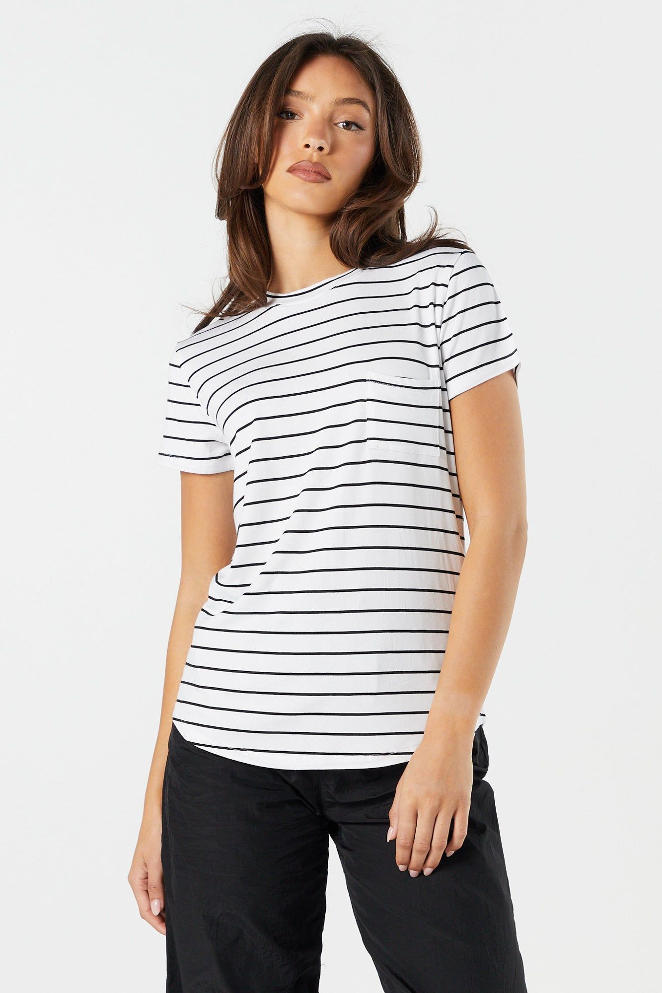Striped Relaxed Crewneck T-Shirt sold by Urban Planet
