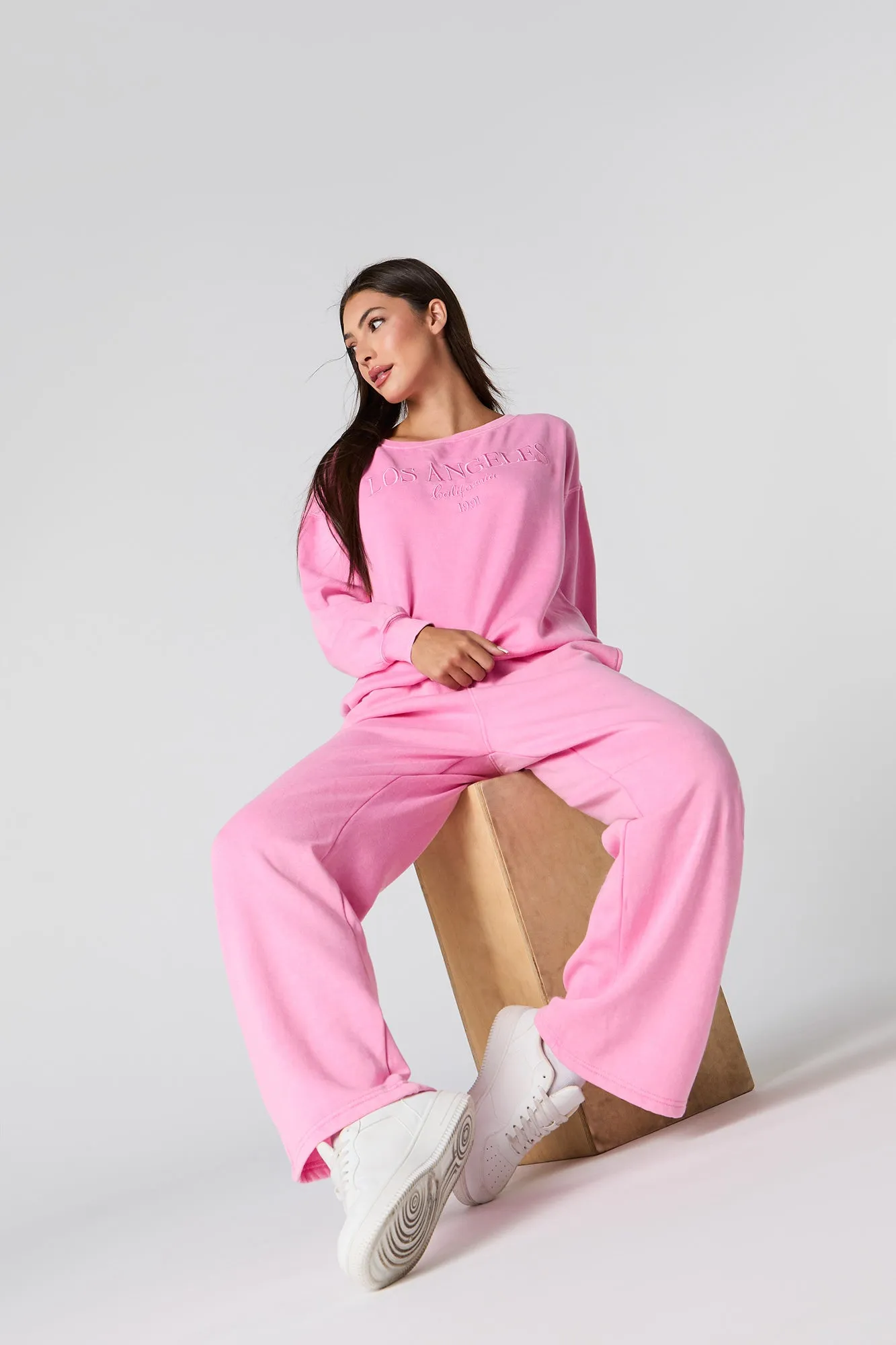 Washed Wide Leg Fleece Sweatpant sold by Urban Planet product image thumbnail 4